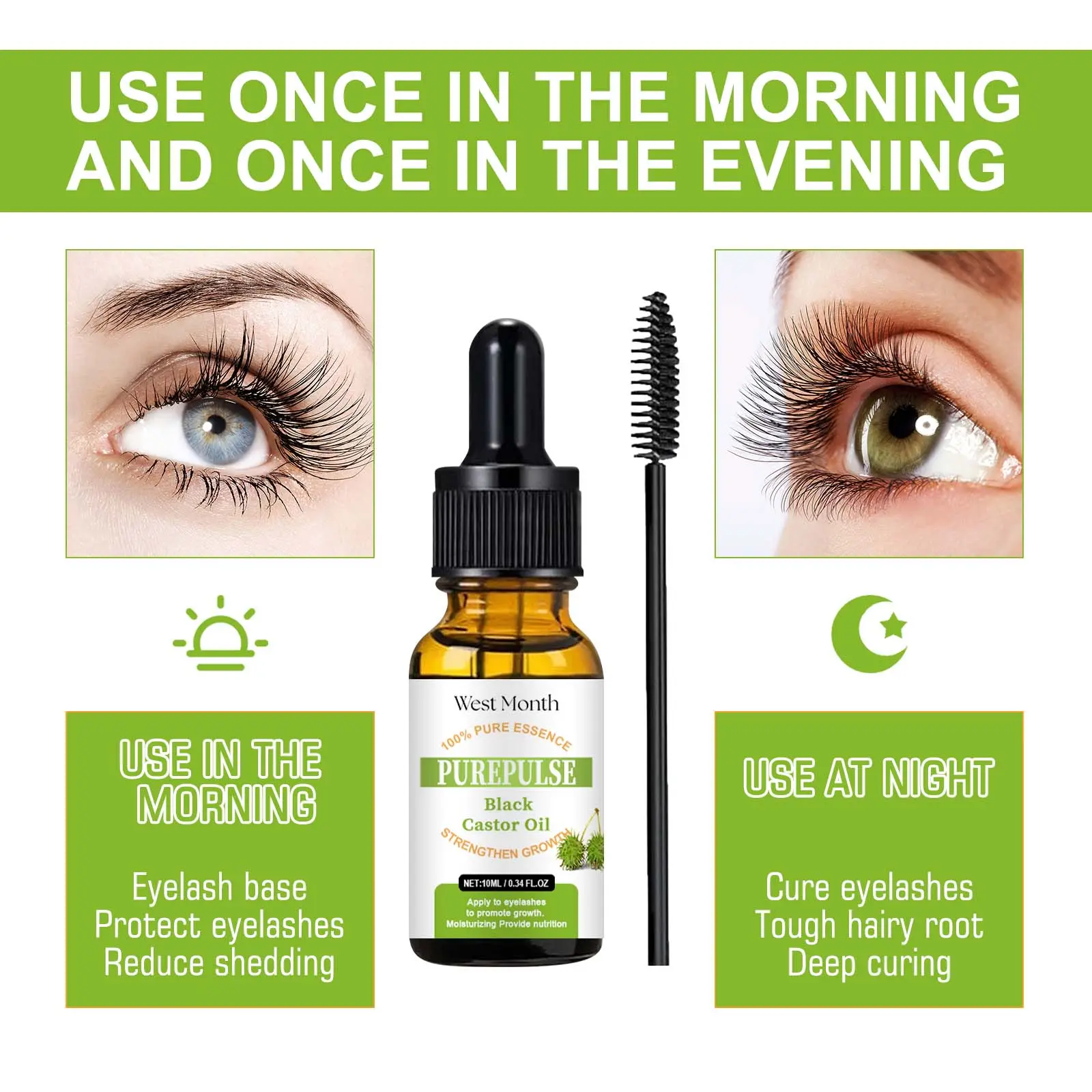 Black Castor Oil Mascara Natural Curl No Smudge - West&Month 7 black castor oil mascara natural curl black mild West Month 429 6649