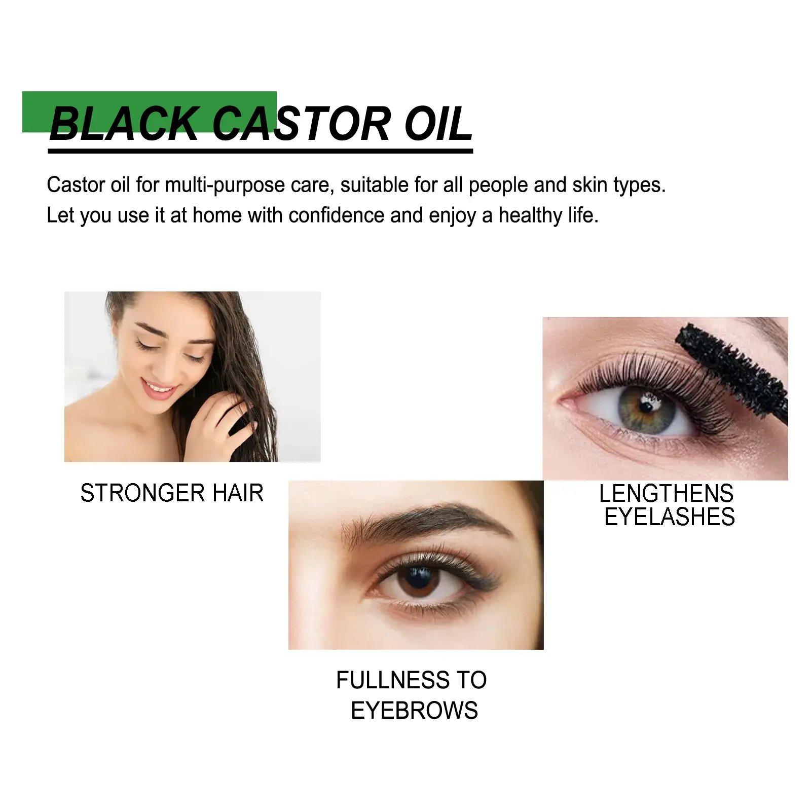 Black Castor Oil Moisturizer for Hair, Eyebrows & Eyelashes - West&Month 5 black castor oil moisturize strengthen thicken West Month 389 6092