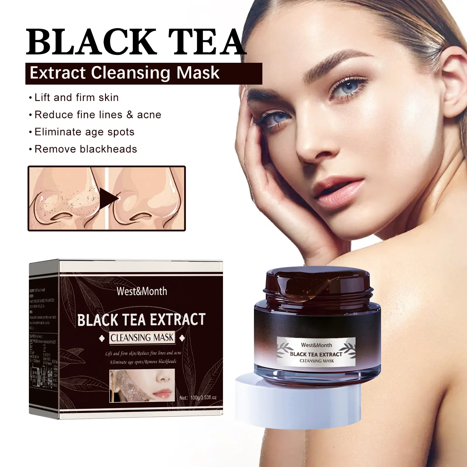 Black Tea Mask for Pore Refining & Brightening Skin - West&Month 2 black tea mask clean pores brightening West Month 074 2024