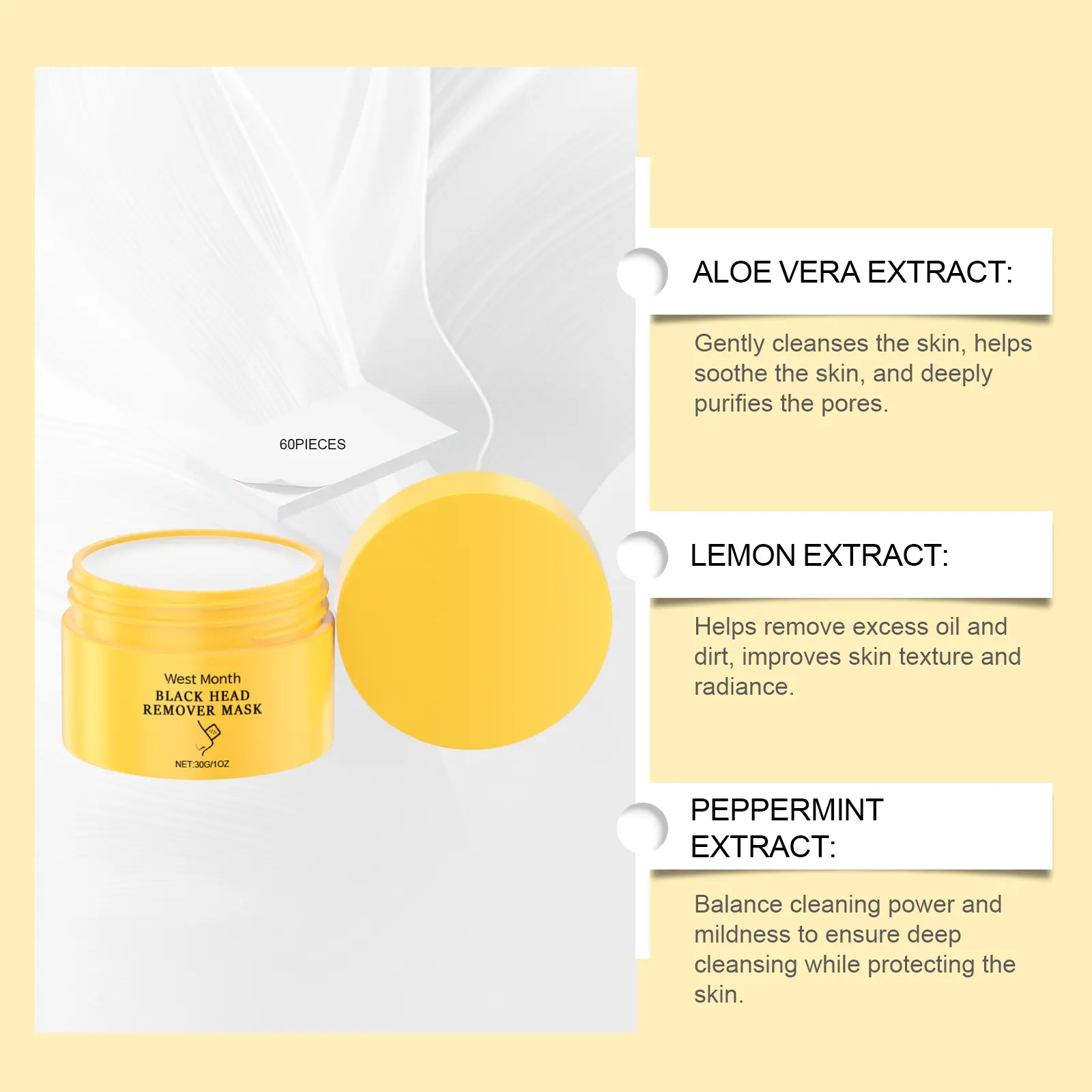 Blackhead Cleansing Nose Mask for Acne & Pores - West&Month 5 blackhead nose mask gentle oil control clean West Month 308 4993