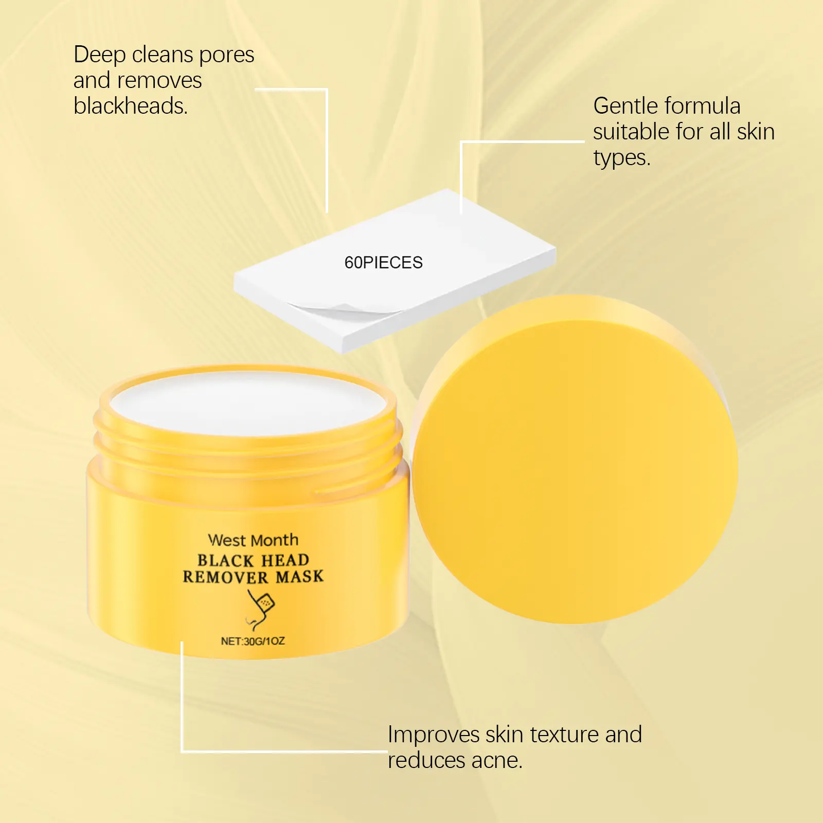 Blackhead Cleansing Nose Mask for Acne & Pores - West&Month 6 blackhead nose mask gentle oil control clean West Month 308 4994
