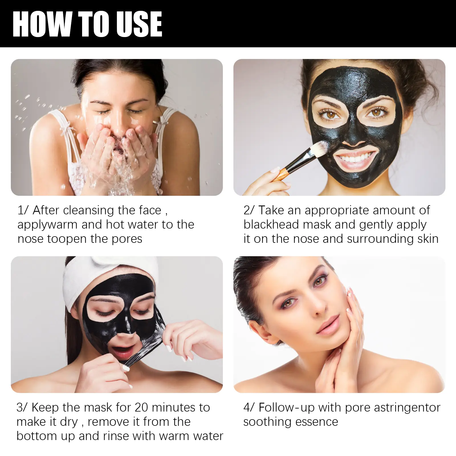 Blackhead Removal Face Mask with Activated Carbon - West&Month 3 blackhead removal mask peel off activated carbon West Month 082 2128