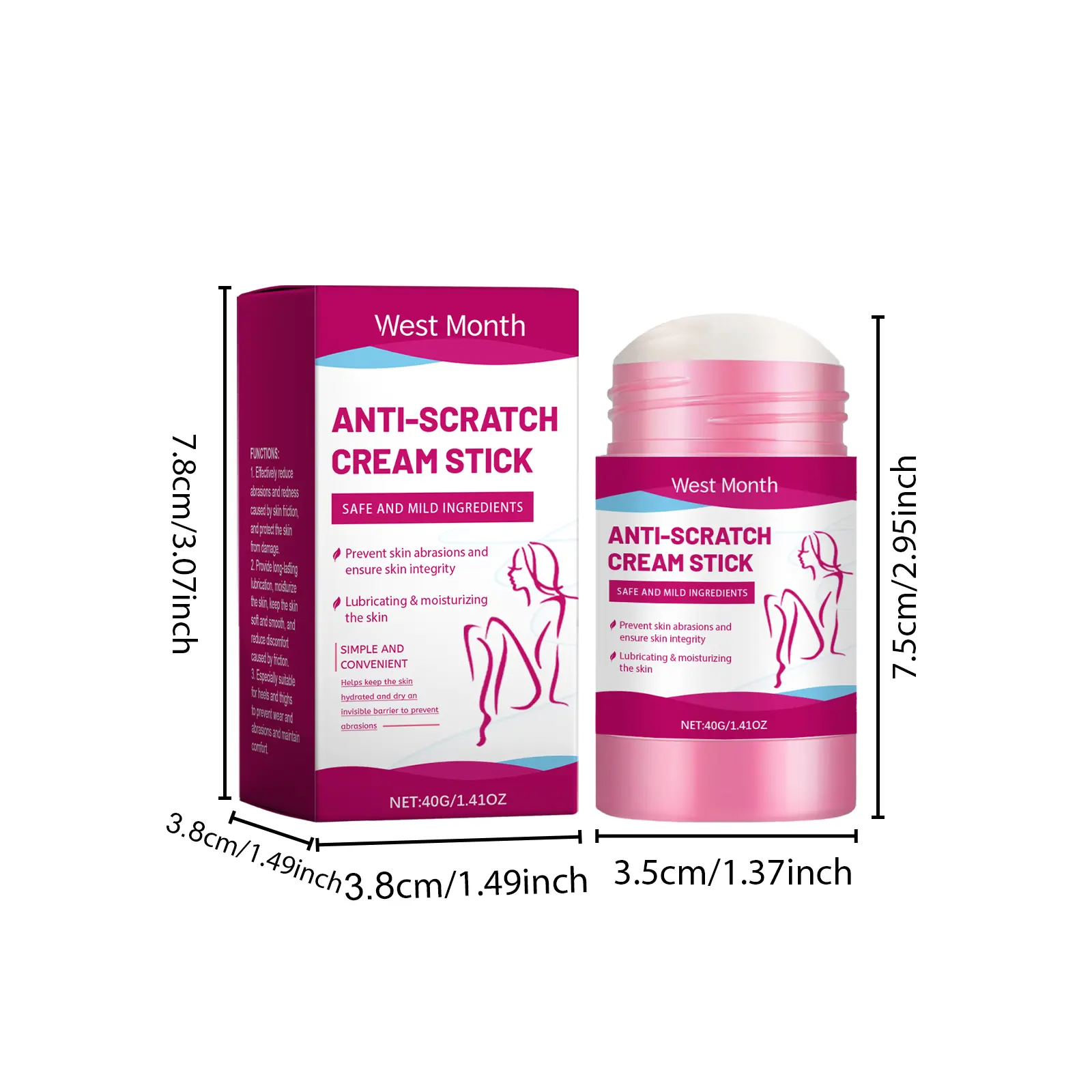 Anti-Friction Moisturizing Stick - Non-Greasy Chafing Protection - West Month 1 body anti friction bar moisturize refresh non greasy West Month 537 8194