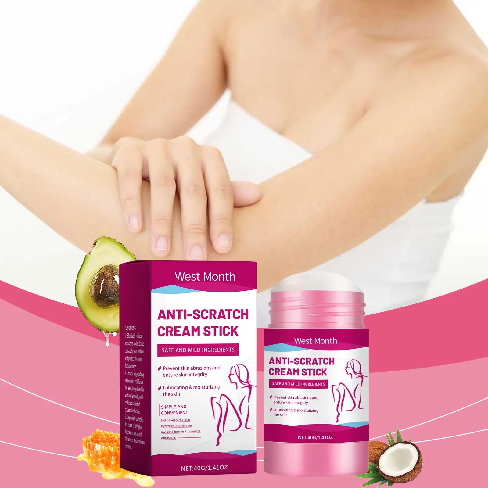 Anti-Friction Moisturizing Stick - Non-Greasy Chafing Protection - West Month 2 body anti friction bar moisturize refresh non greasy West Month 537 8195
