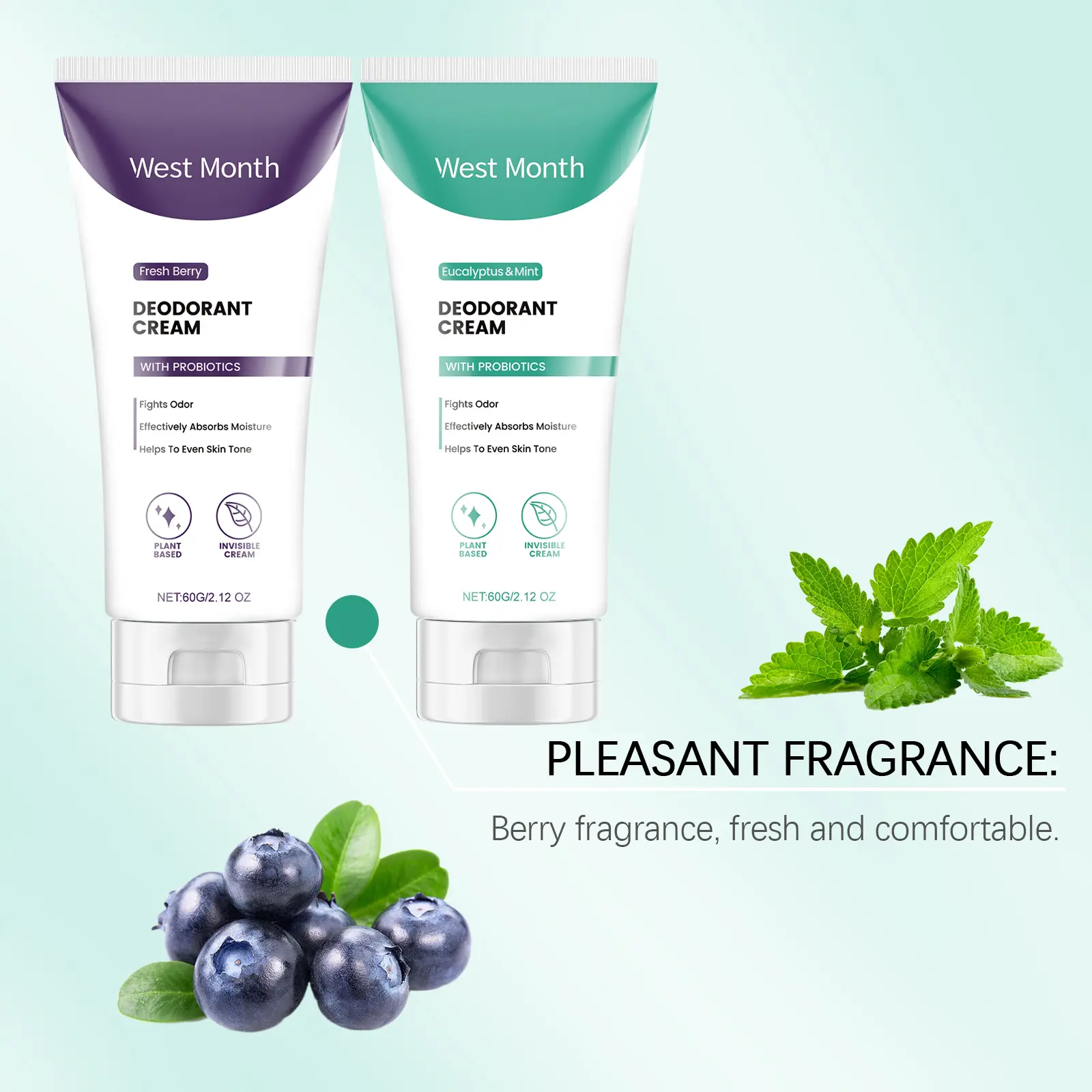 Body Odor Control Cream with Eucalyptus & Mint - West&Month 7 body care cream clean odor perspiration fragrance West Month 630 9166