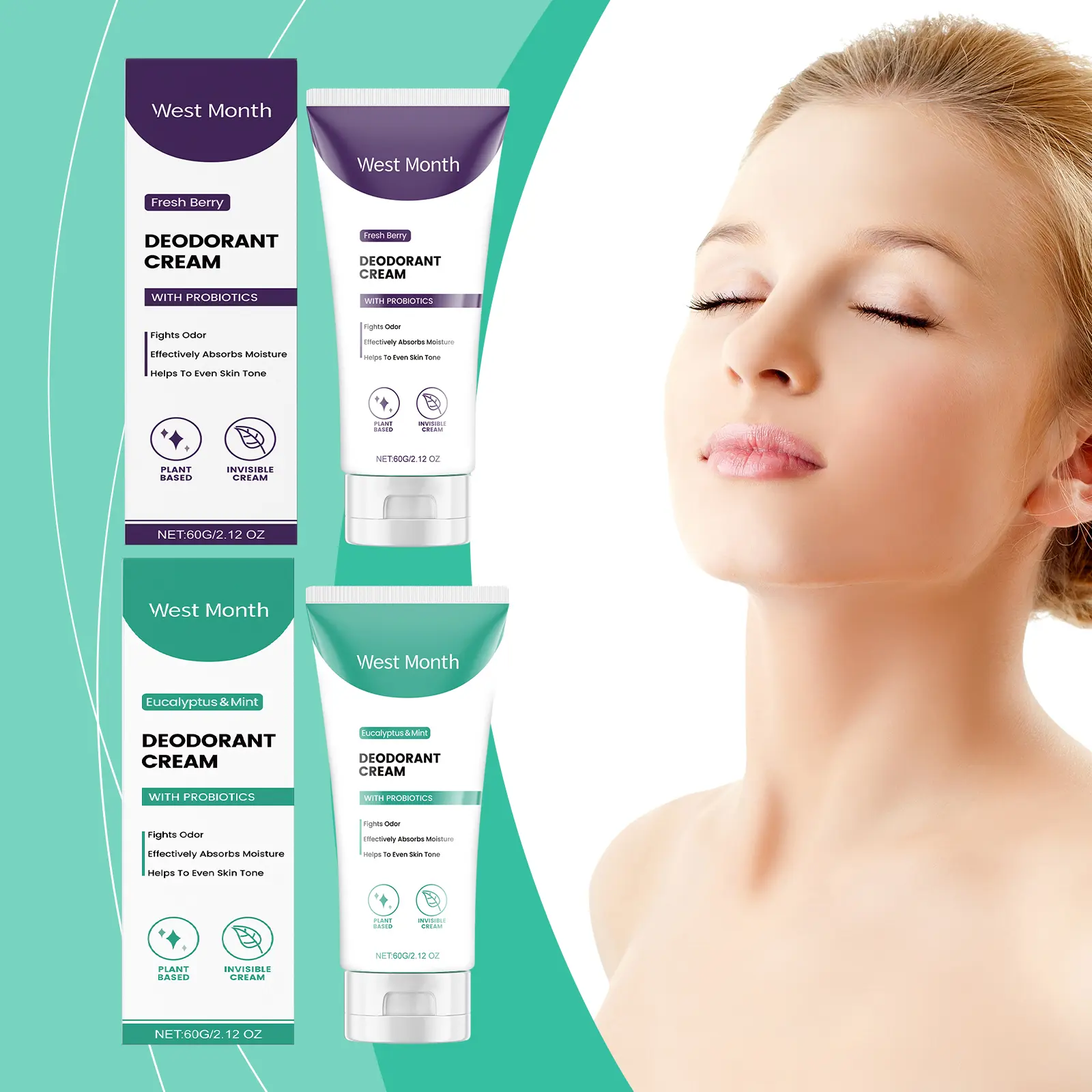 Armpit Odor Cream for Perspiration Control & Freshness - West&Month 2 body care cream clean odor perspiration fragrance West Month 631 9172