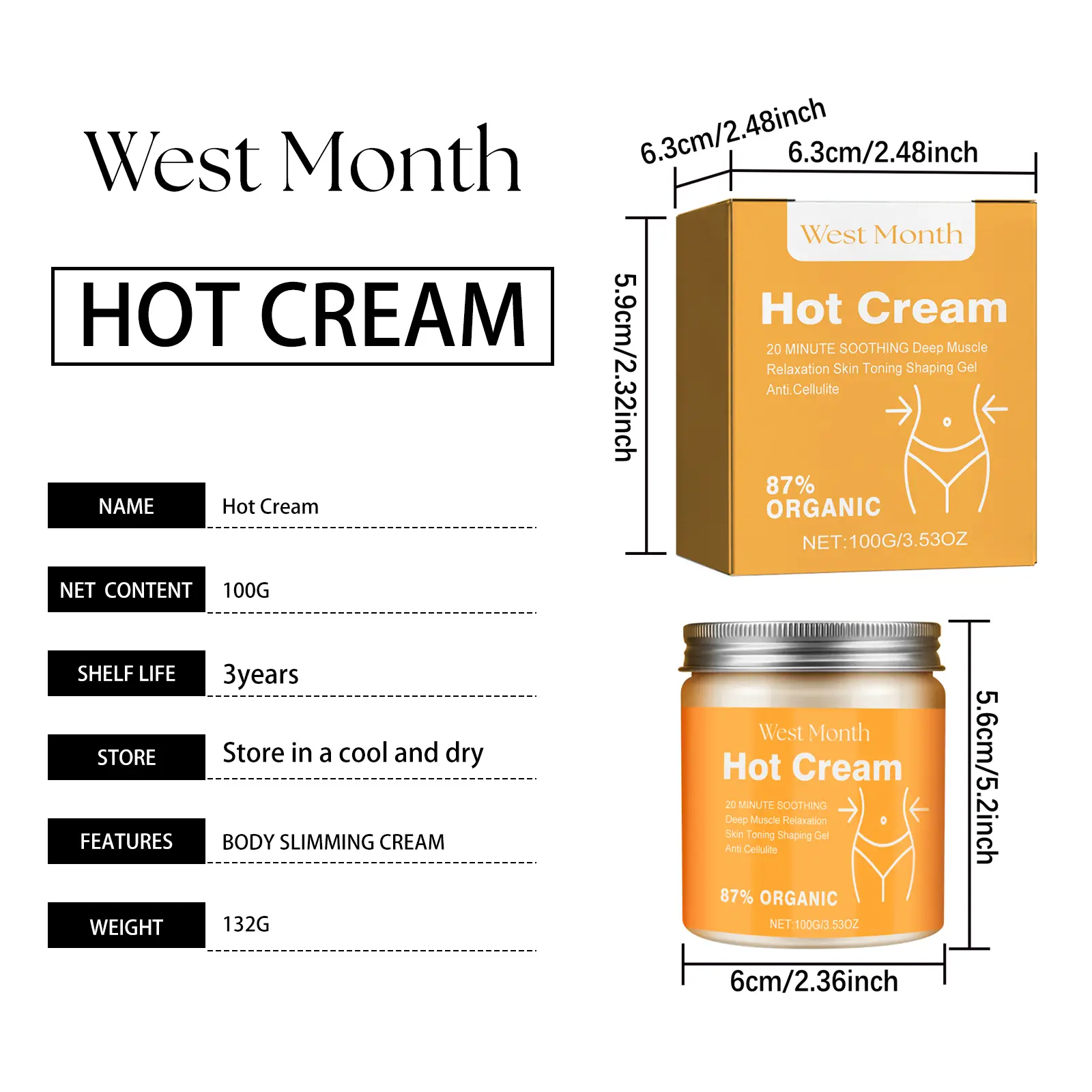 Firming Body Cream for Skin Toning & Elasticity - West&Month 1 body care cream massage legs arms firming West Month 151 3005