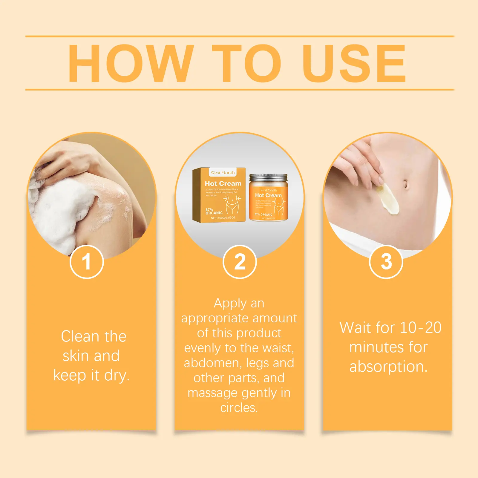 Firming Body Cream for Skin Toning & Elasticity - West&Month 4 body care cream massage legs arms firming West Month 151 3008