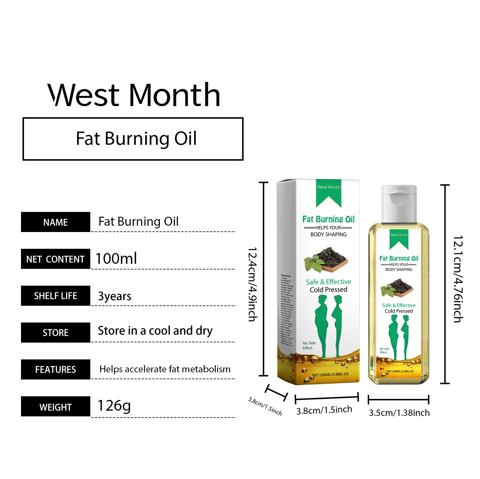 Body Firming Massage Oil with Vitamin E & Peppermint - West&Month 1 body care oil firm massage moisturize daily West Month 582 8680