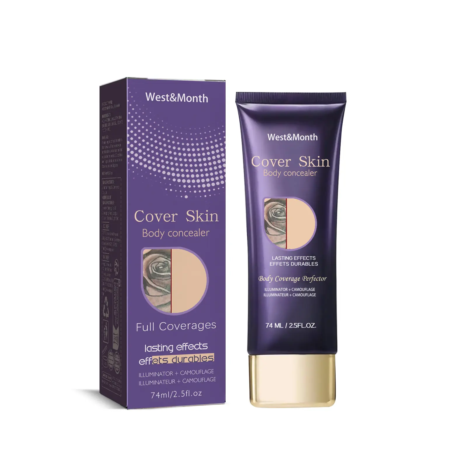 West&Month Body Concealer Review: My Honest Take on Tattoo Cover-Up 1 West&Month Body Concealer tube on a bathroom counter