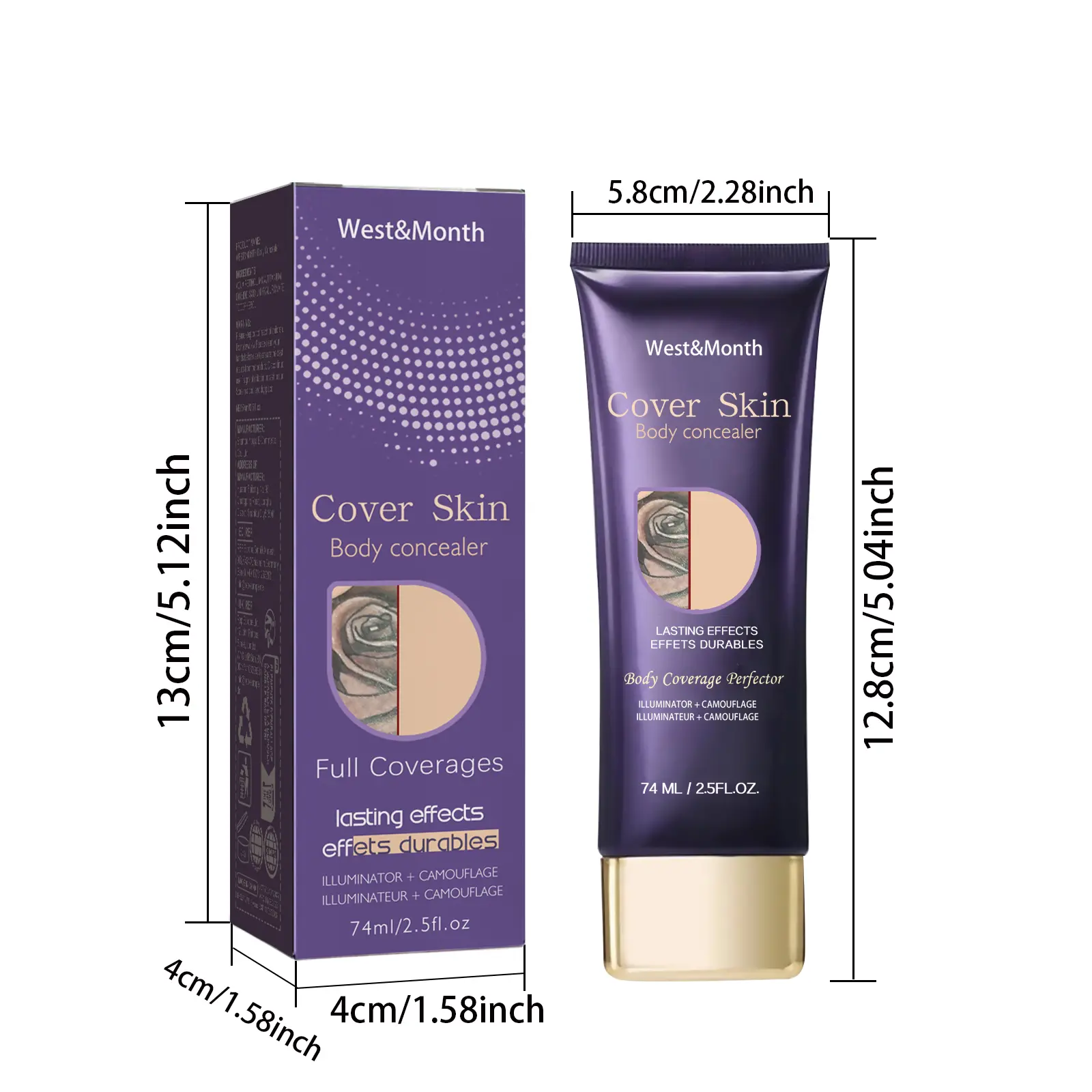 Waterproof Body Concealer for Tattoos and Scars - West&Month 1 body concealer waterproof cover tattoo scars West Month 012 1259