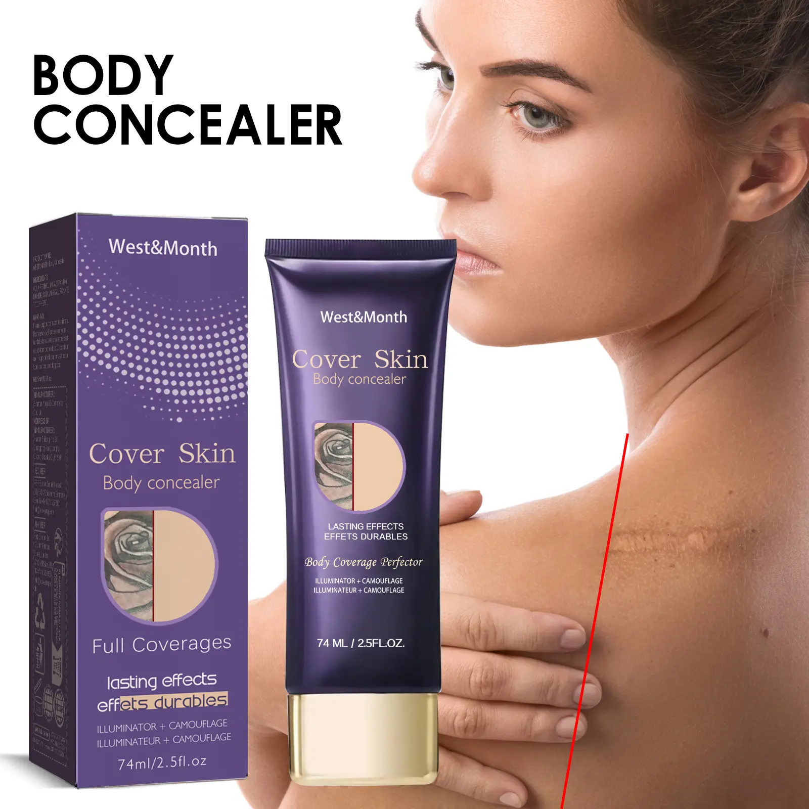 Waterproof Body Concealer for Tattoos and Scars - West&Month 2 body concealer waterproof cover tattoo scars West Month 012 1260