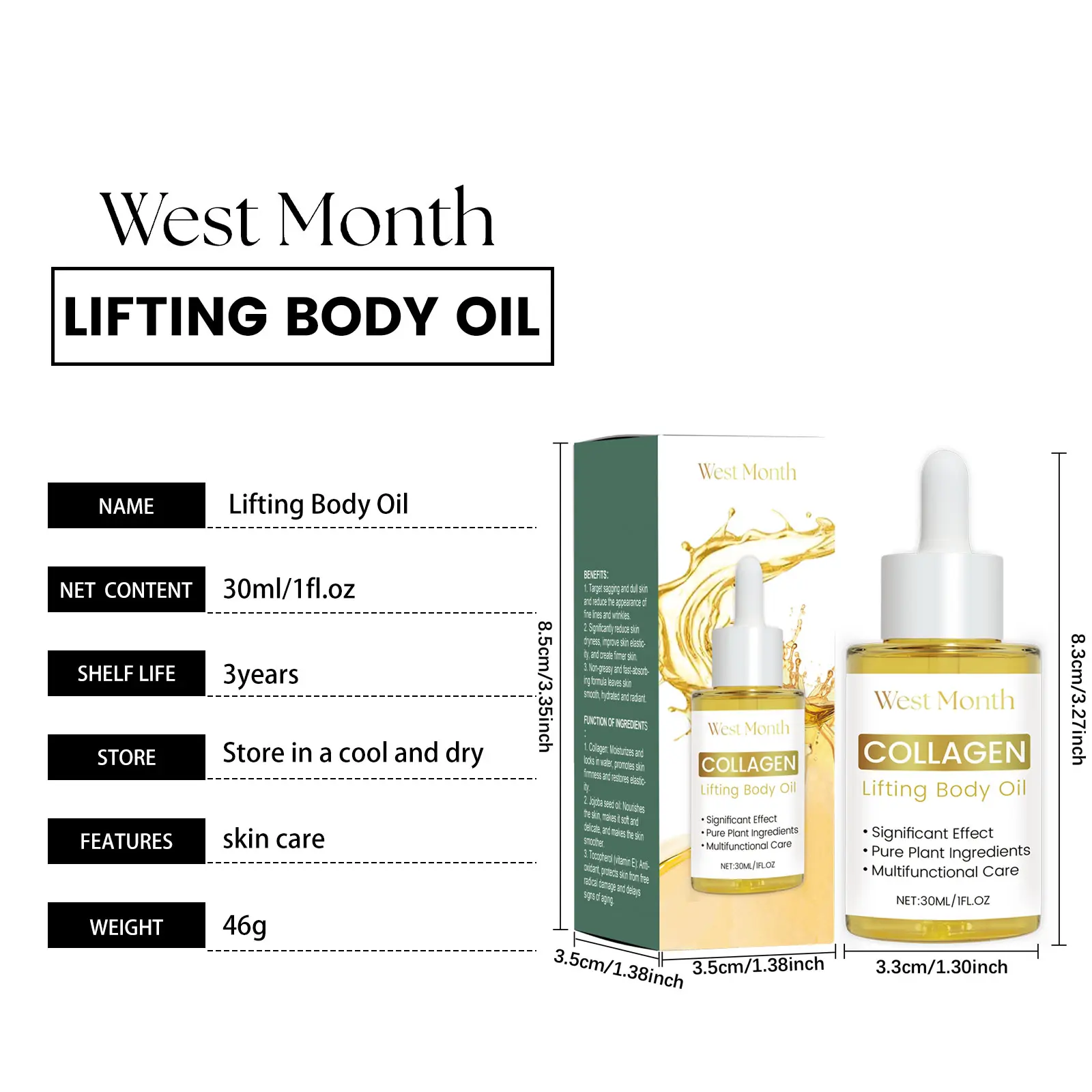 West&Month Body Essence Oil for Delicate Skin with Collagen 1 body essence oil nourish improve moisturize West Month 487 7460