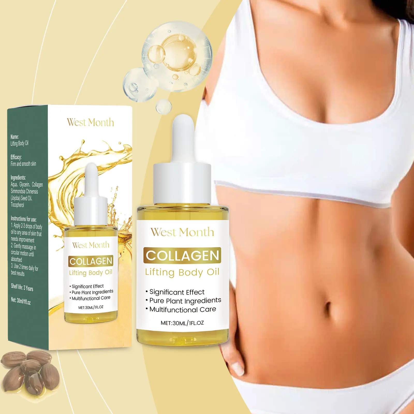 West&Month Body Essence Oil for Delicate Skin with Collagen 2 body essence oil nourish improve moisturize West Month 487 7461