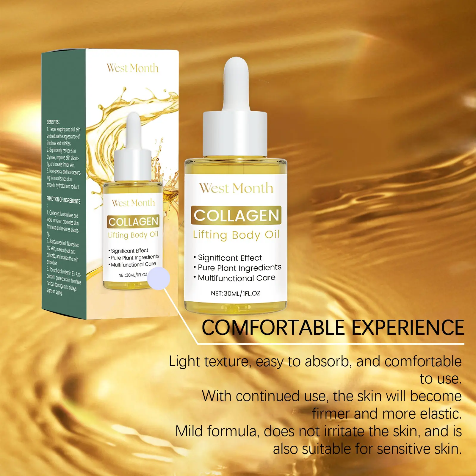 West&Month Body Essence Oil for Delicate Skin with Collagen 8 body essence oil nourish improve moisturize West Month 487 7467