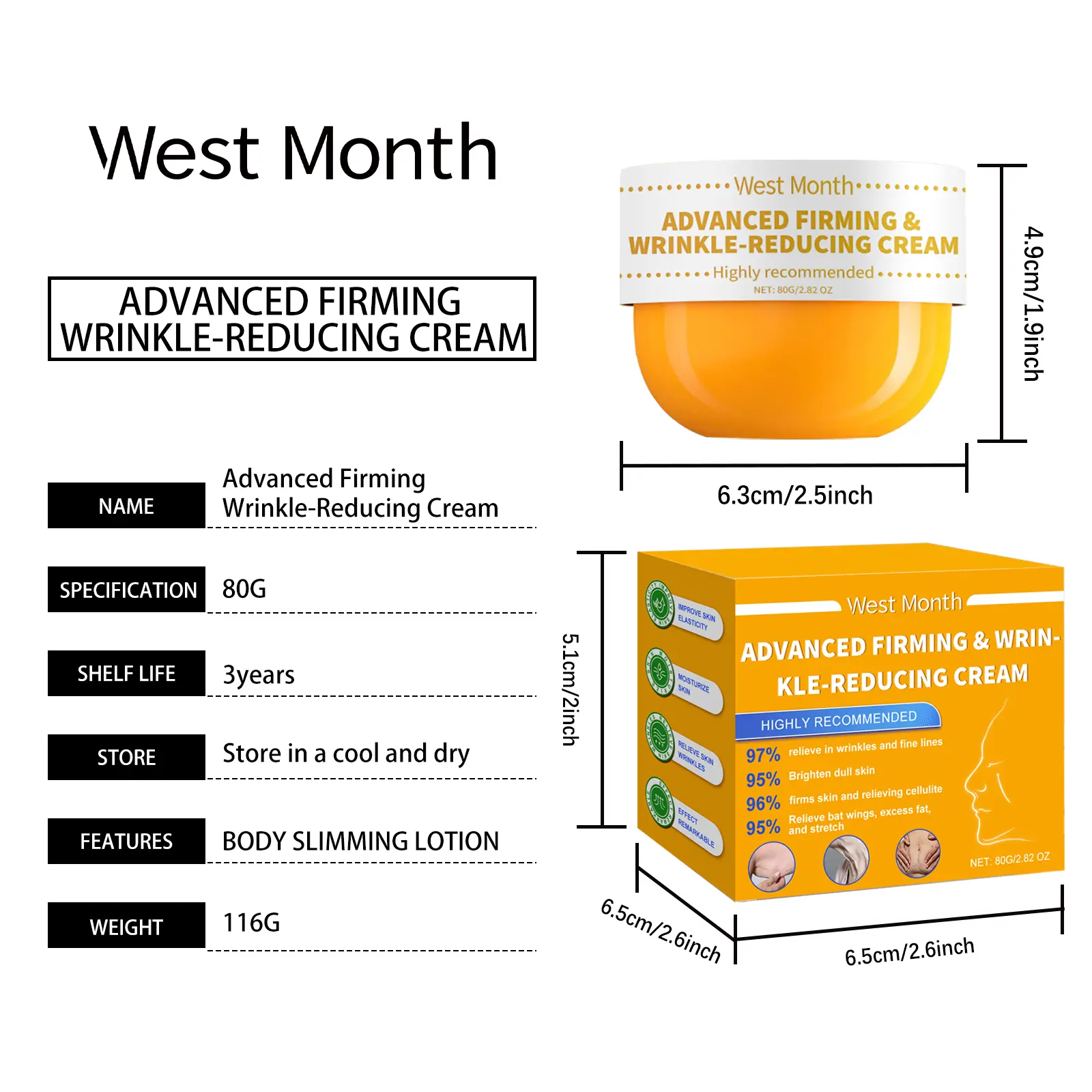 Body Firming Cream with Hyaluronic Acid & Vitamin E - West&Month 1 body firming cream gentle lift moisturize lazy West Month 549 8339