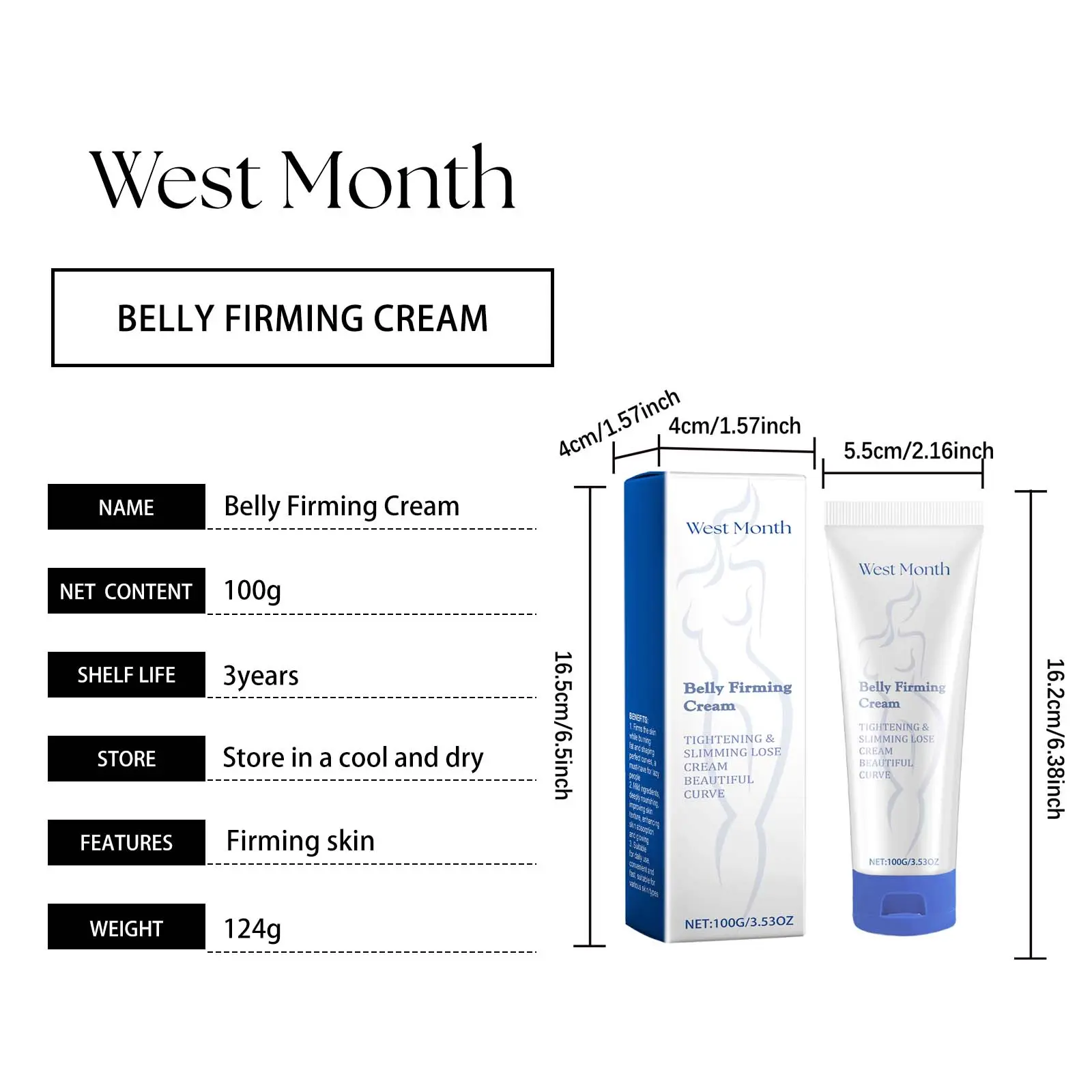 Lactic Acid Body Firming Cream for Skin Tightening - West&Month 1 body firming lactic acid shape sculpting lazy West Month 198 3576
