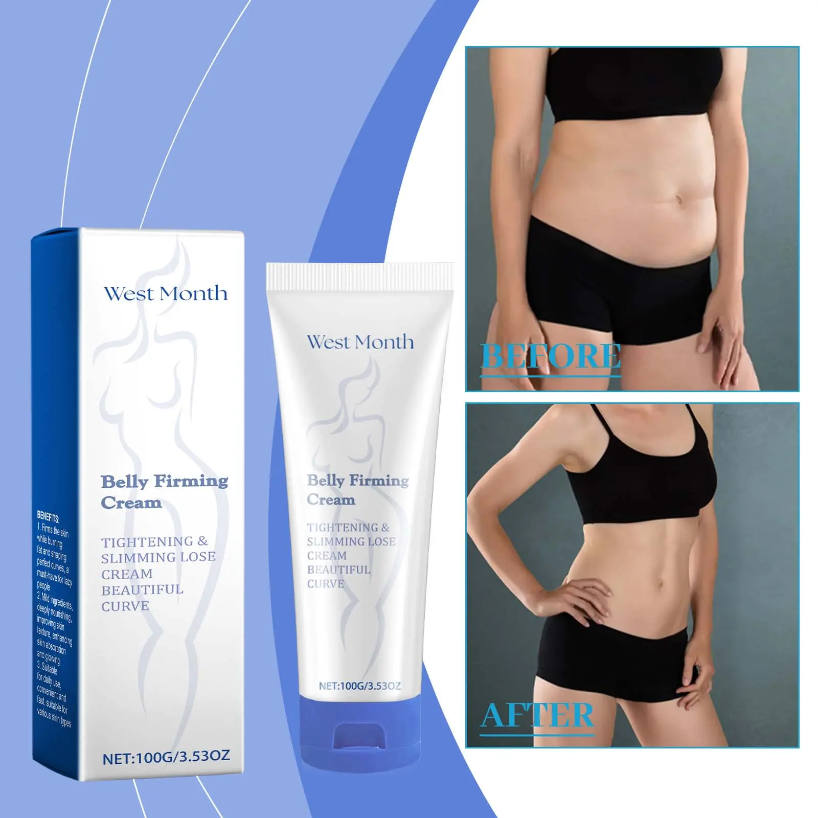 Lactic Acid Body Firming Cream for Skin Tightening - West&Month 2 body firming lactic acid shape sculpting lazy West Month 198 3577