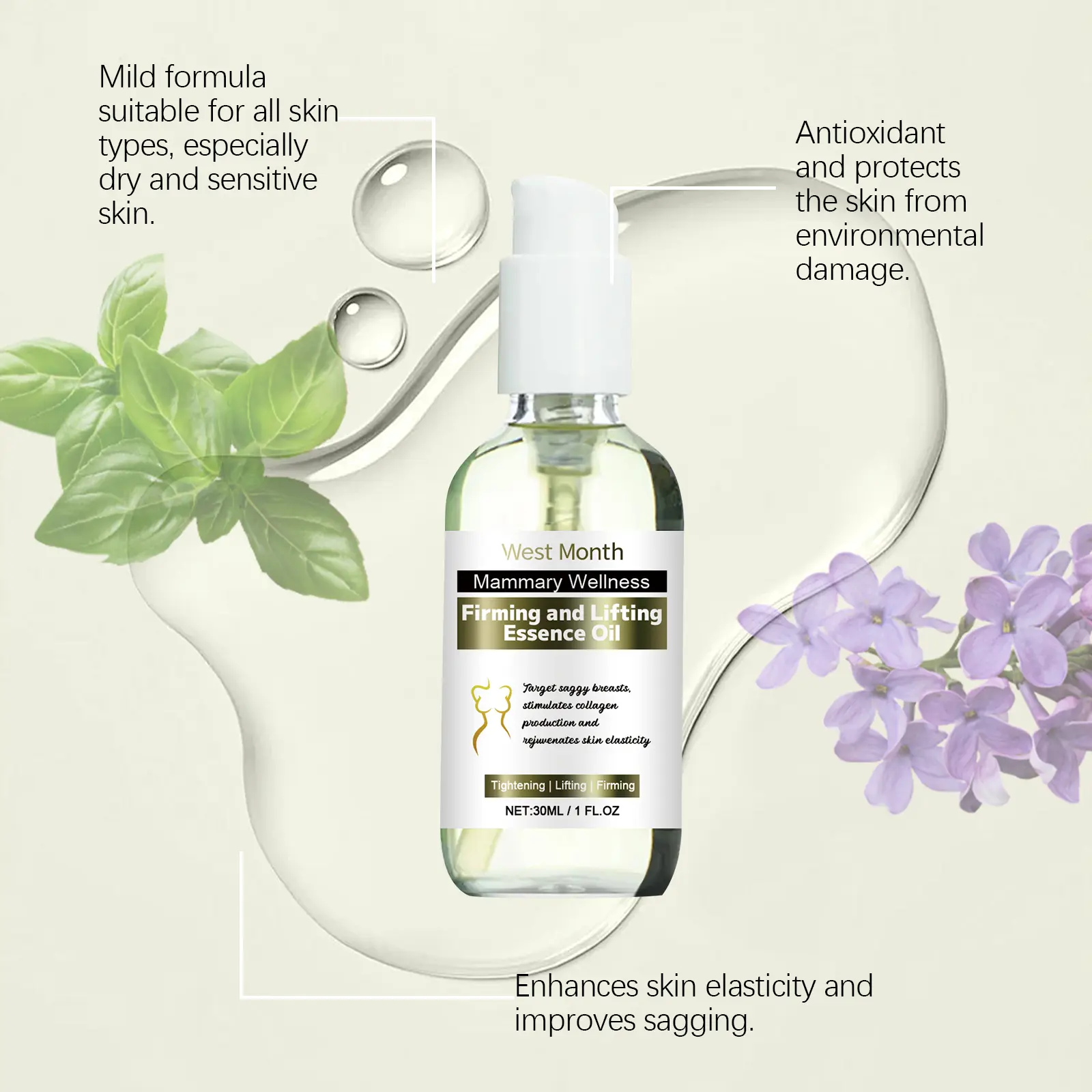 Firming Body Oil Skin Repair Essence for Moisturizing & Nourishing - West&Month 6 body firming oil massage nourish repair moisturize West Month 607 8927