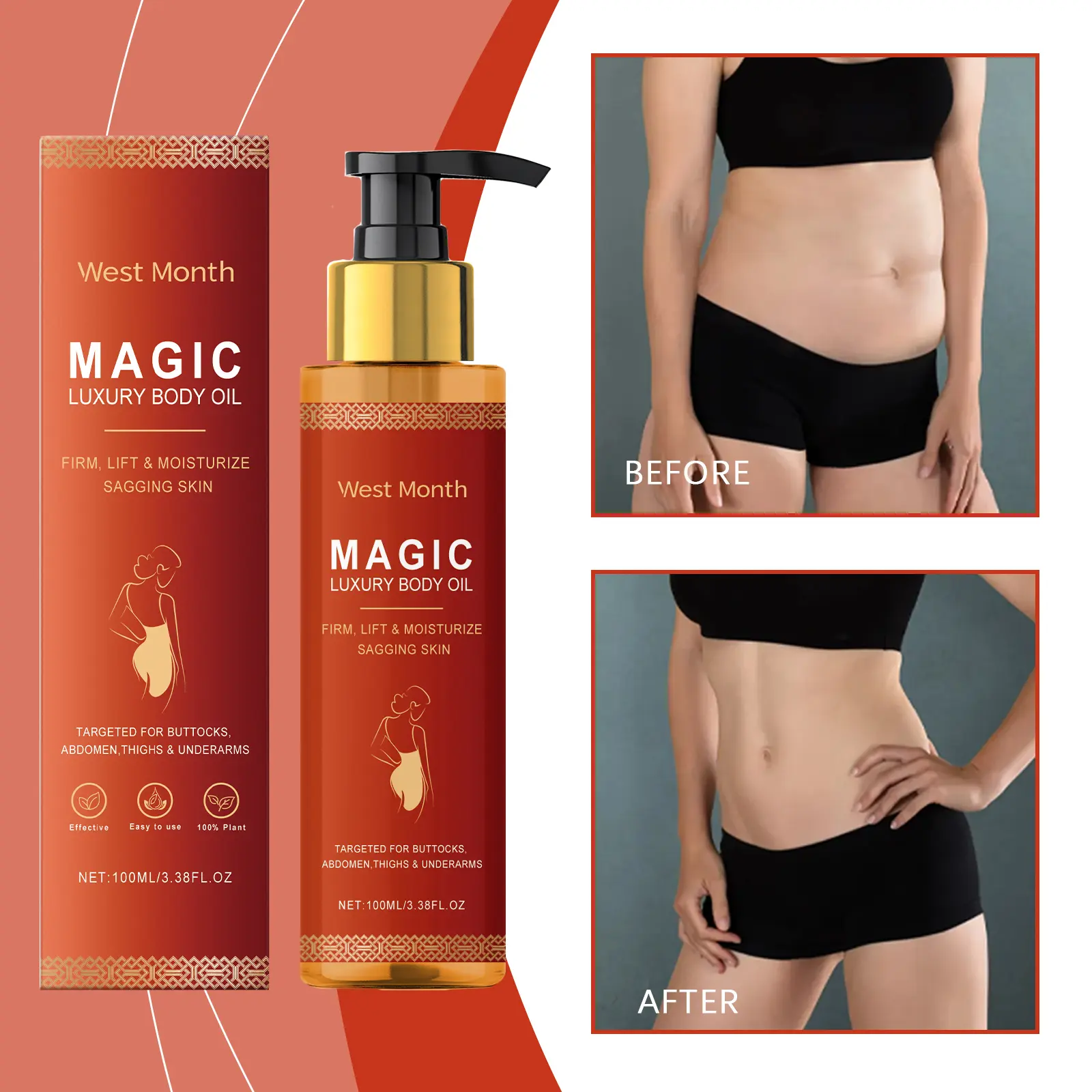 Body Firming Oil for Skin Tightening & Deep Moisturizing - West&Month 2 body firming oil moisturize soften tighten West Month 221 3877
