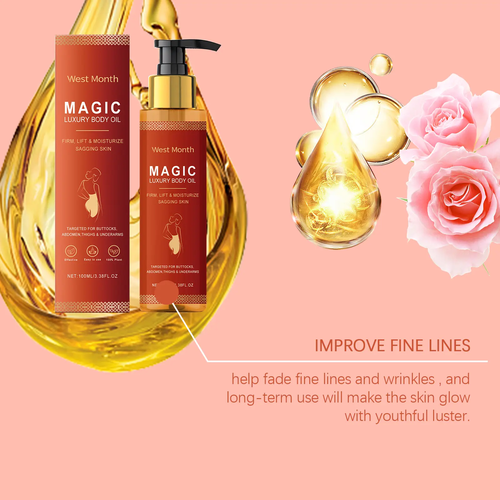 Body Firming Oil for Skin Tightening & Deep Moisturizing - West&Month 8 body firming oil moisturize soften tighten West Month 221 3880