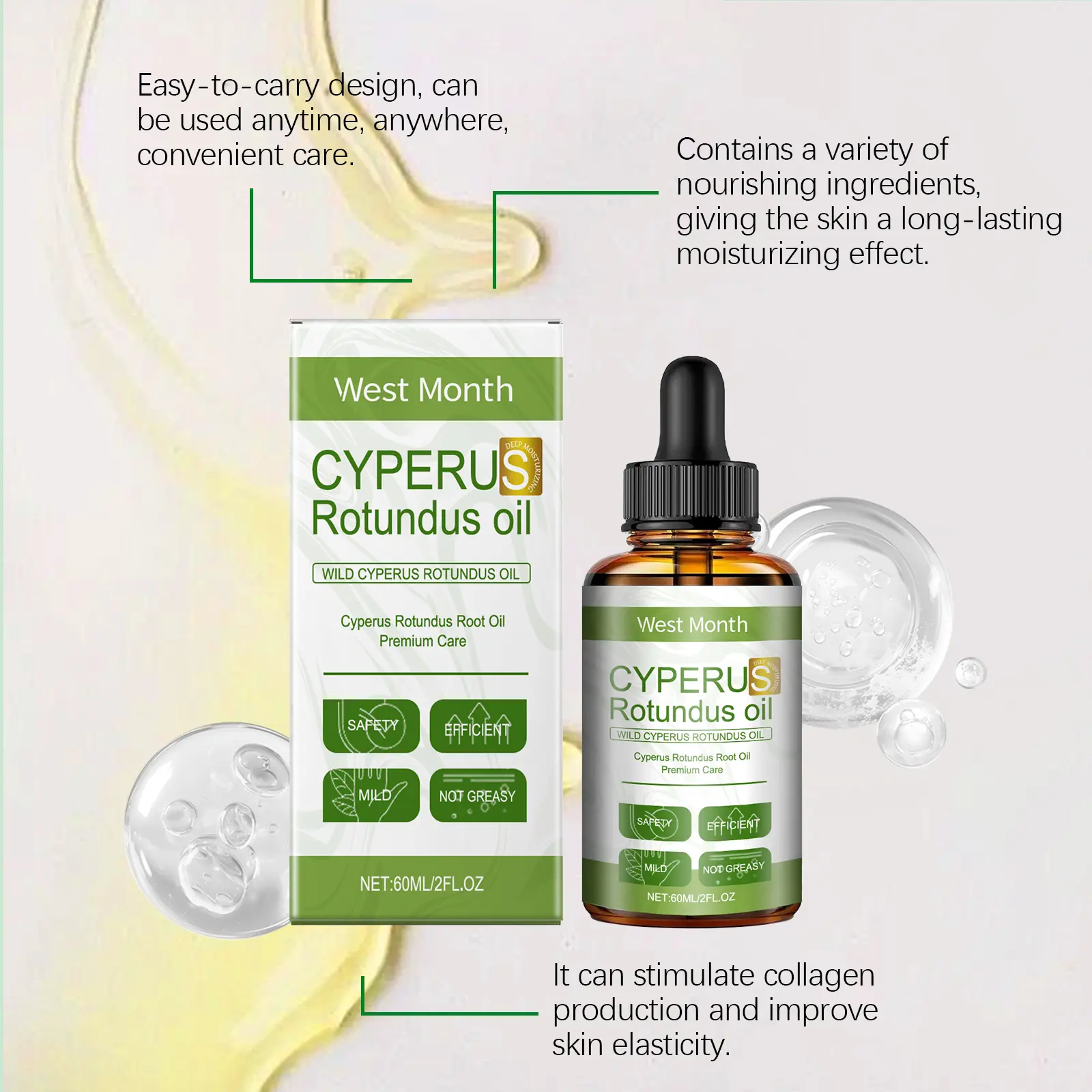 Hair Removal Essential Oil for Smooth & Moisturizing Skin | West&Month 7 body hair oil gentle removal smooth moisturize West Month 314 5062
