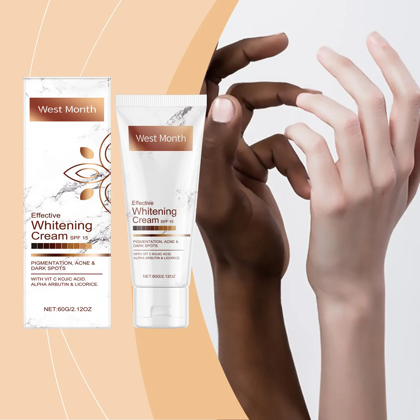 Body Moisturizing Brightening Cream with Non-Sticky Formula - West&Month 2 body moisturizing cream brighten refresh non sticky West Month 625 9102