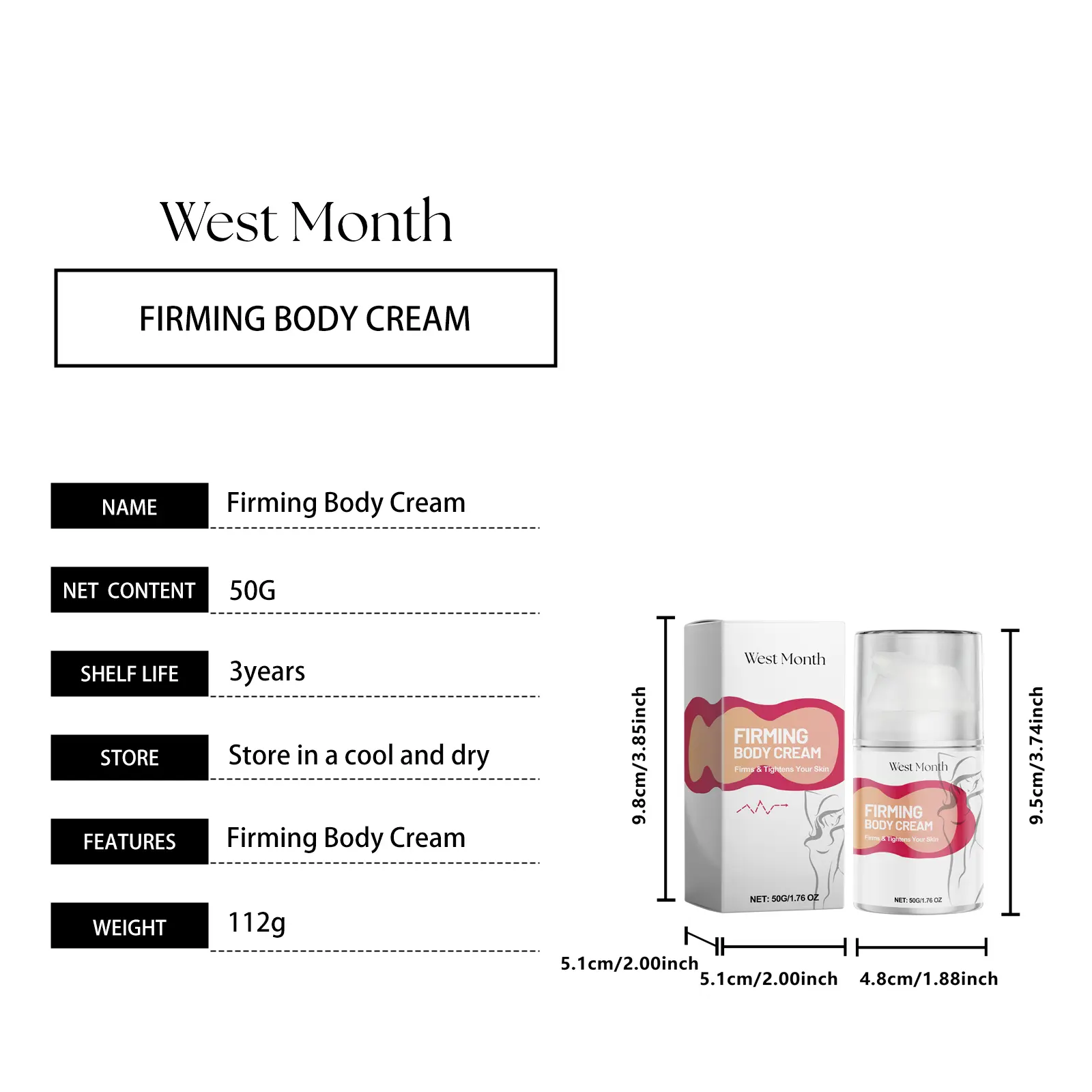 Body Sculpting Cream for Firming and Toning - West&Month 1 body sculpting cream firm tummy arms bye meat West Month 412 6412