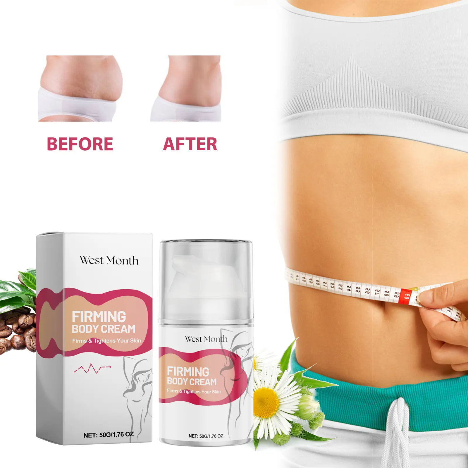 Body Sculpting Cream for Firming and Toning - West&Month 2 body sculpting cream firm tummy arms bye meat West Month 412 6413