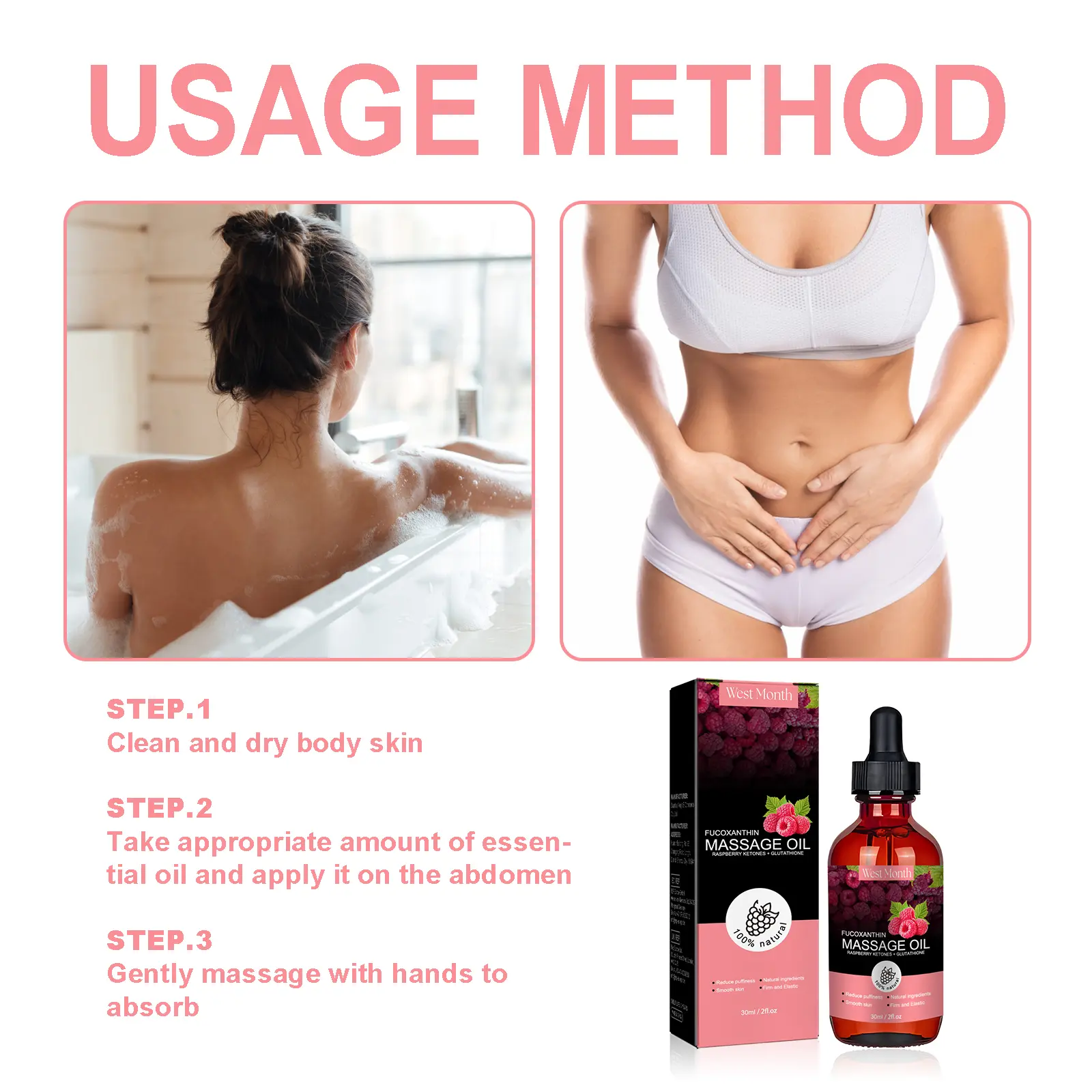 Ginger Aloe Massage Oil for Soothing Body Care - West&Month 4 body shaping oil firm stomach thigh lazy West Month 621 9076