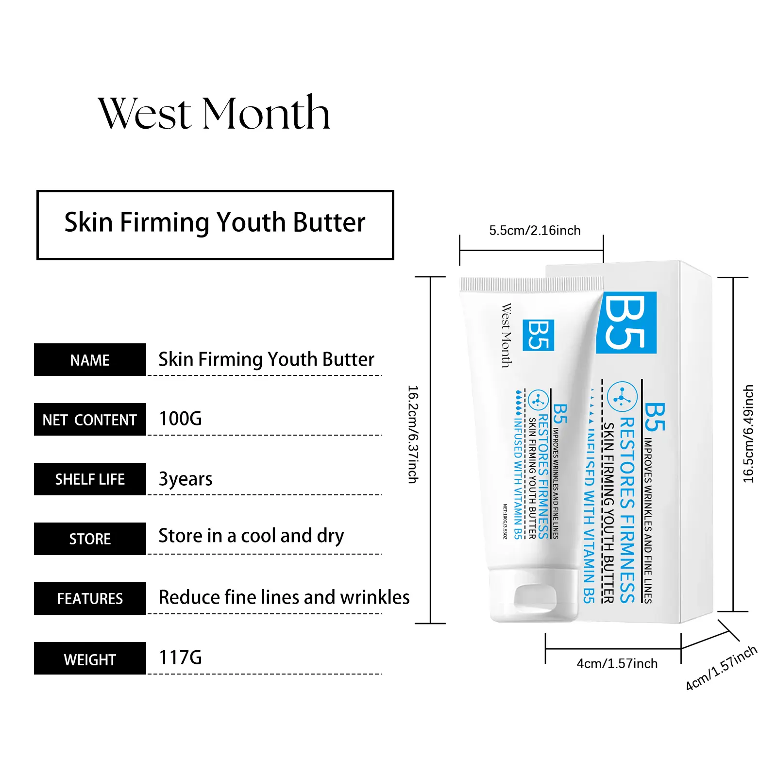 Firming Body Cream for Skin Elasticity & Repair - West&Month 1 body skin firming cream gentle repair hydrate West Month 451 6942