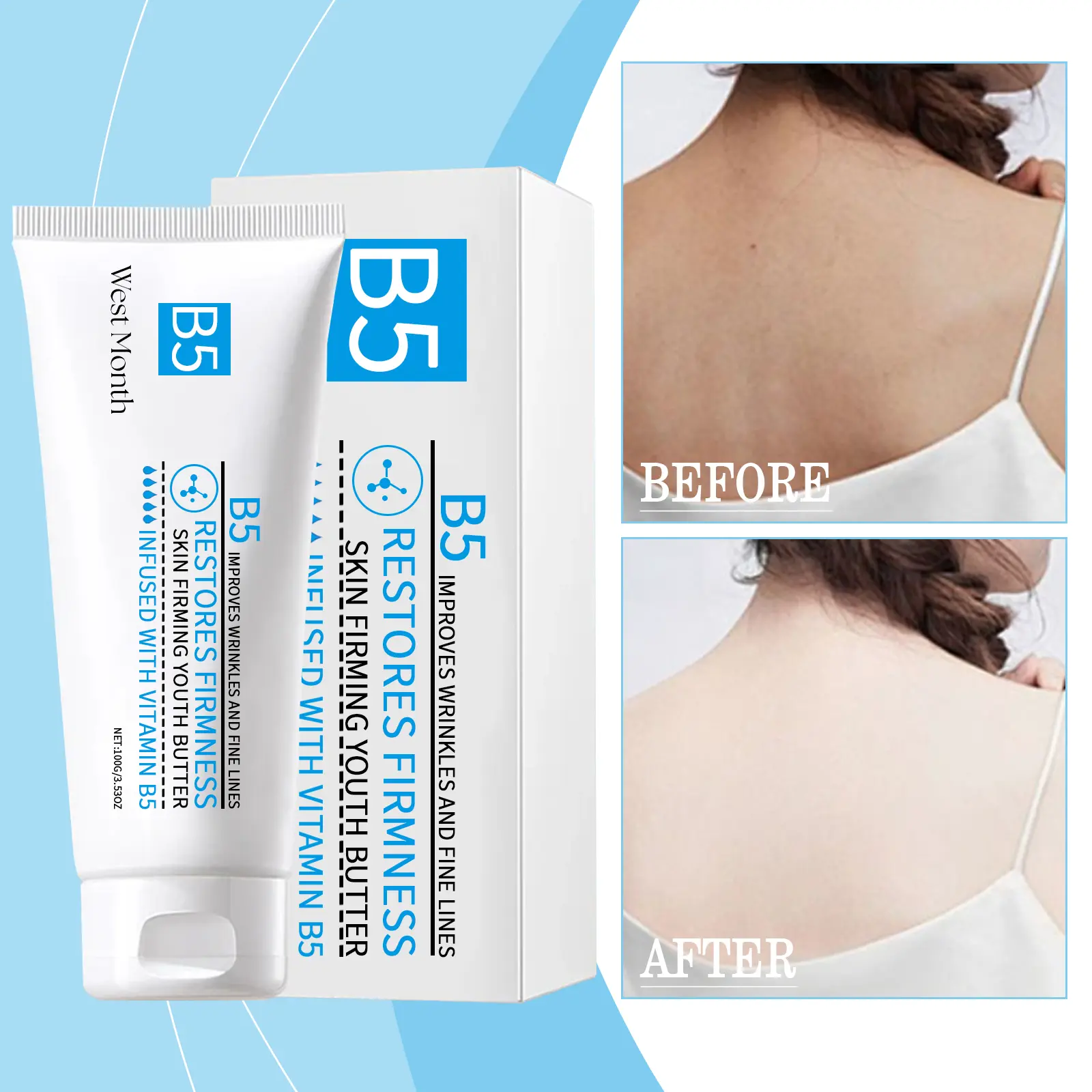 Firming Body Cream for Skin Elasticity & Repair - West&Month 2 body skin firming cream gentle repair hydrate West Month 451 6943