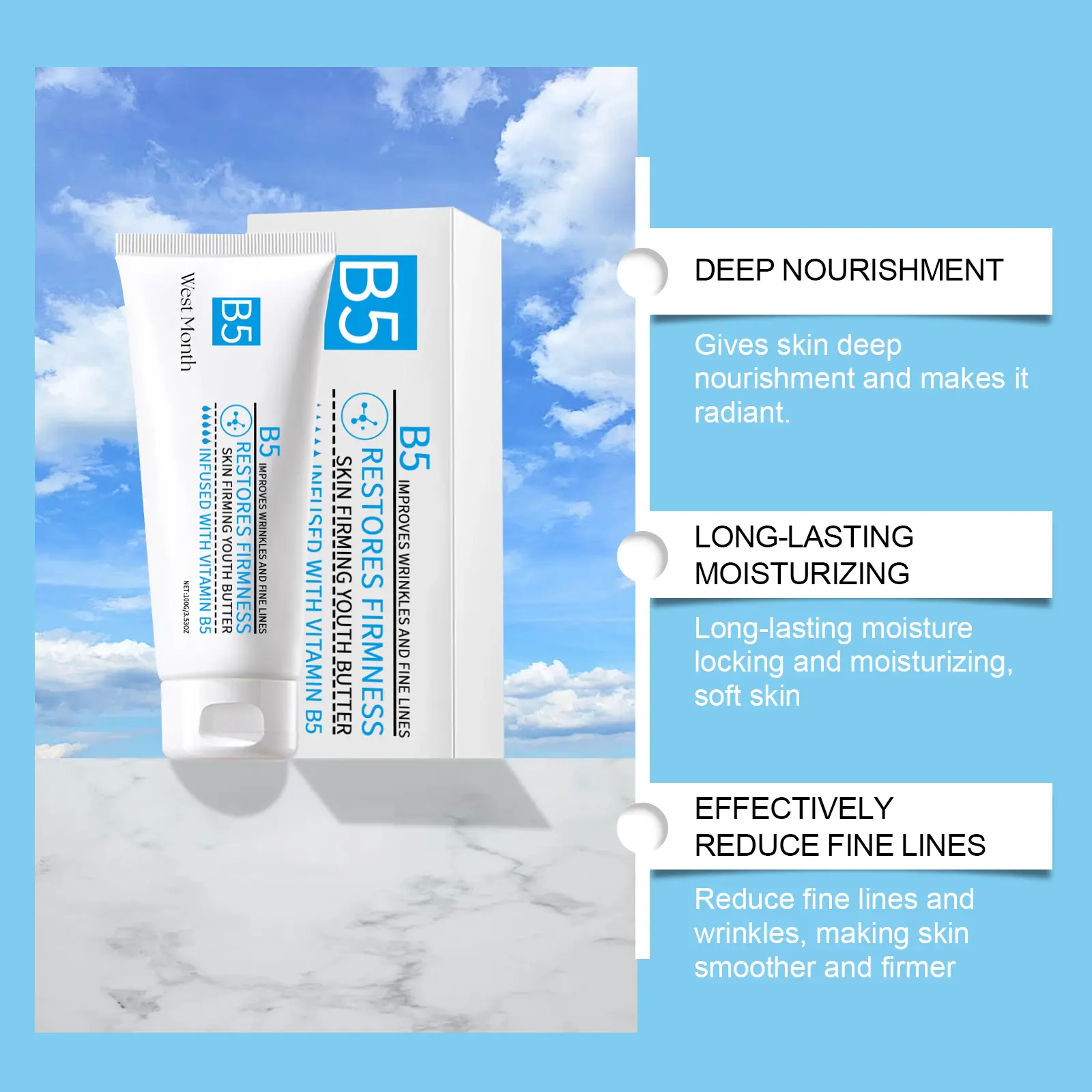 Firming Body Cream for Skin Elasticity & Repair - West&Month 8 body skin firming cream gentle repair hydrate West Month 451 6949