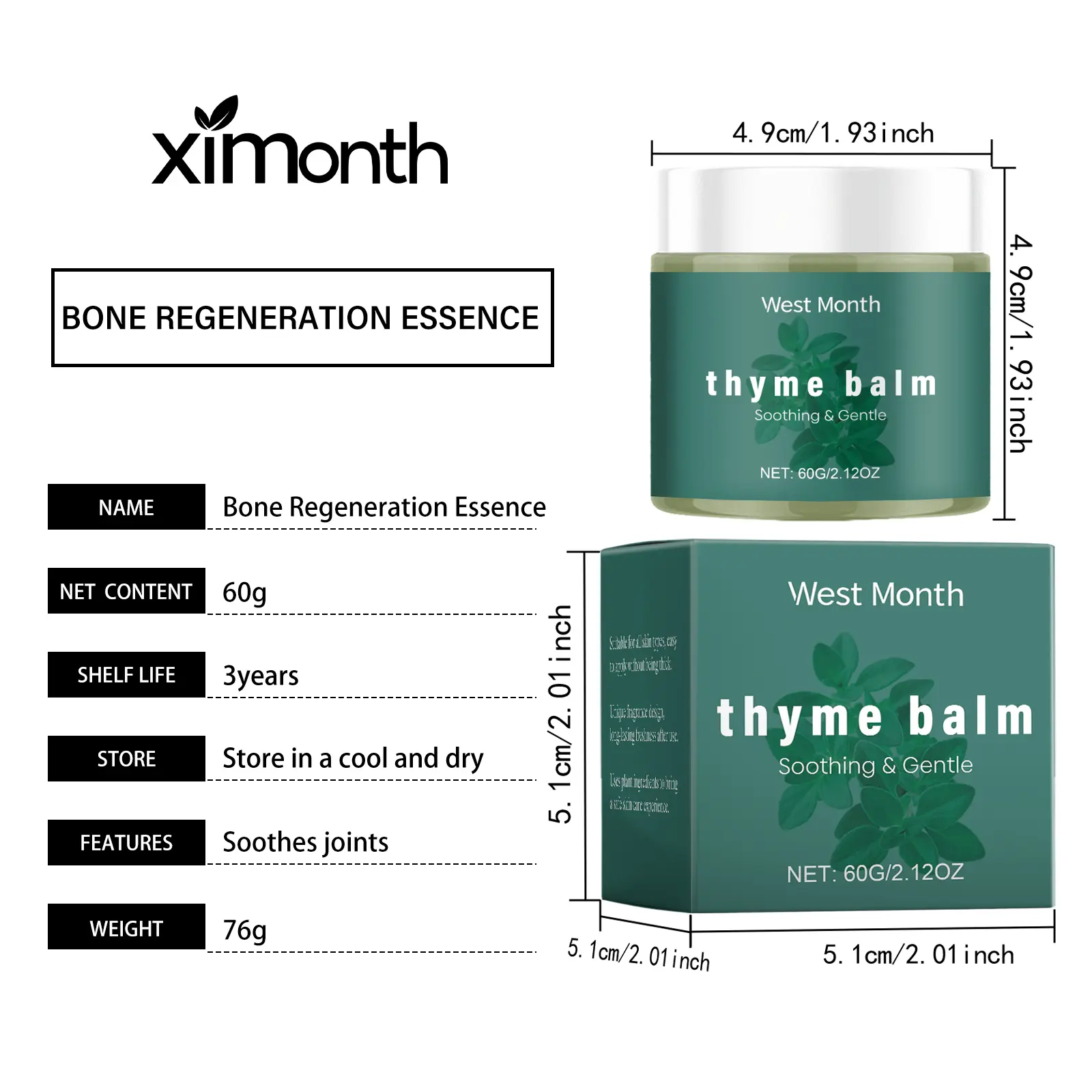 Thyme Body Cream Soothing Plant Essence Moisturizer - West&Month 1 body thyme cream plant moisturize daily West Month 632 9179