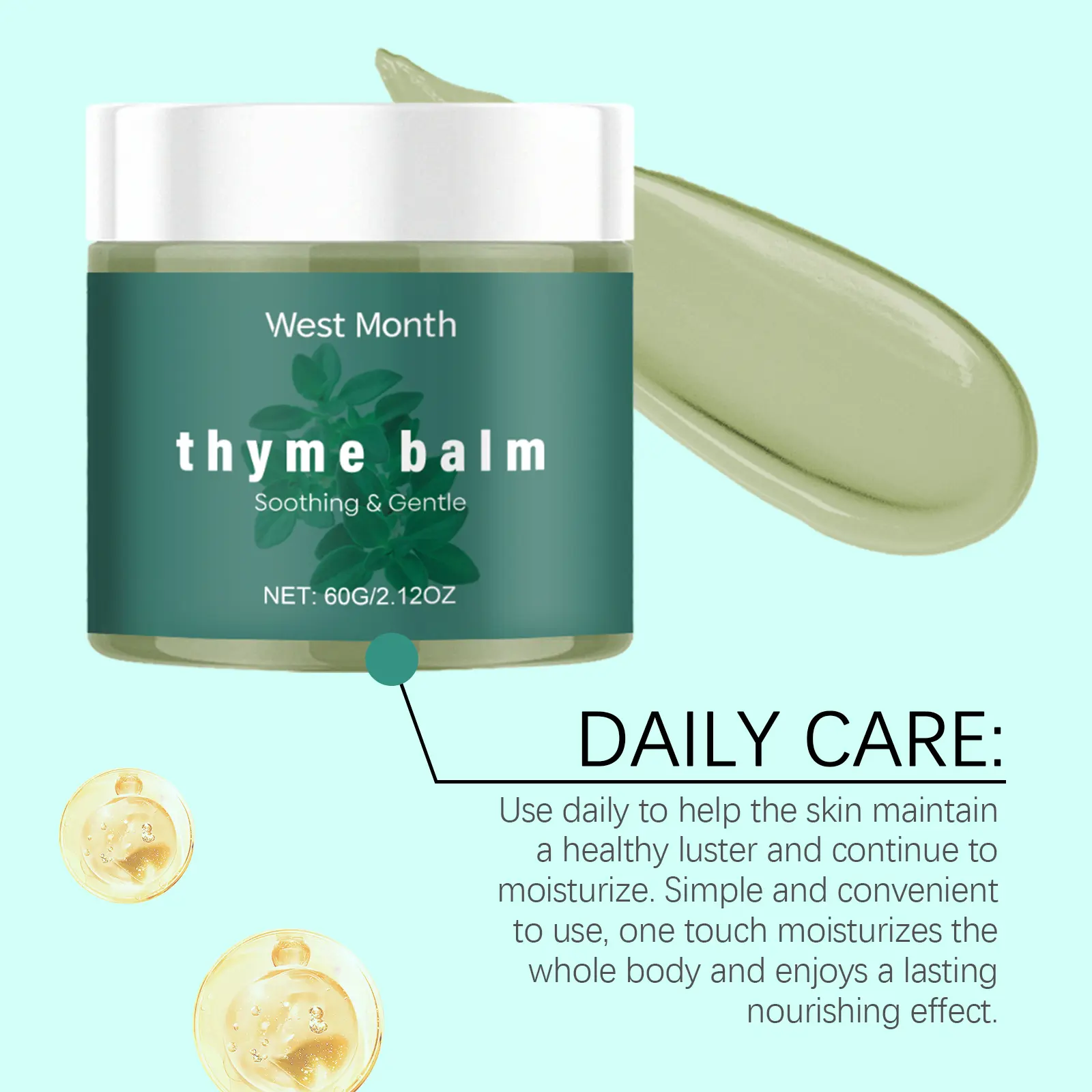 Thyme Body Cream Soothing Plant Essence Moisturizer - West&Month 7 body thyme cream plant moisturize daily West Month 632 9183
