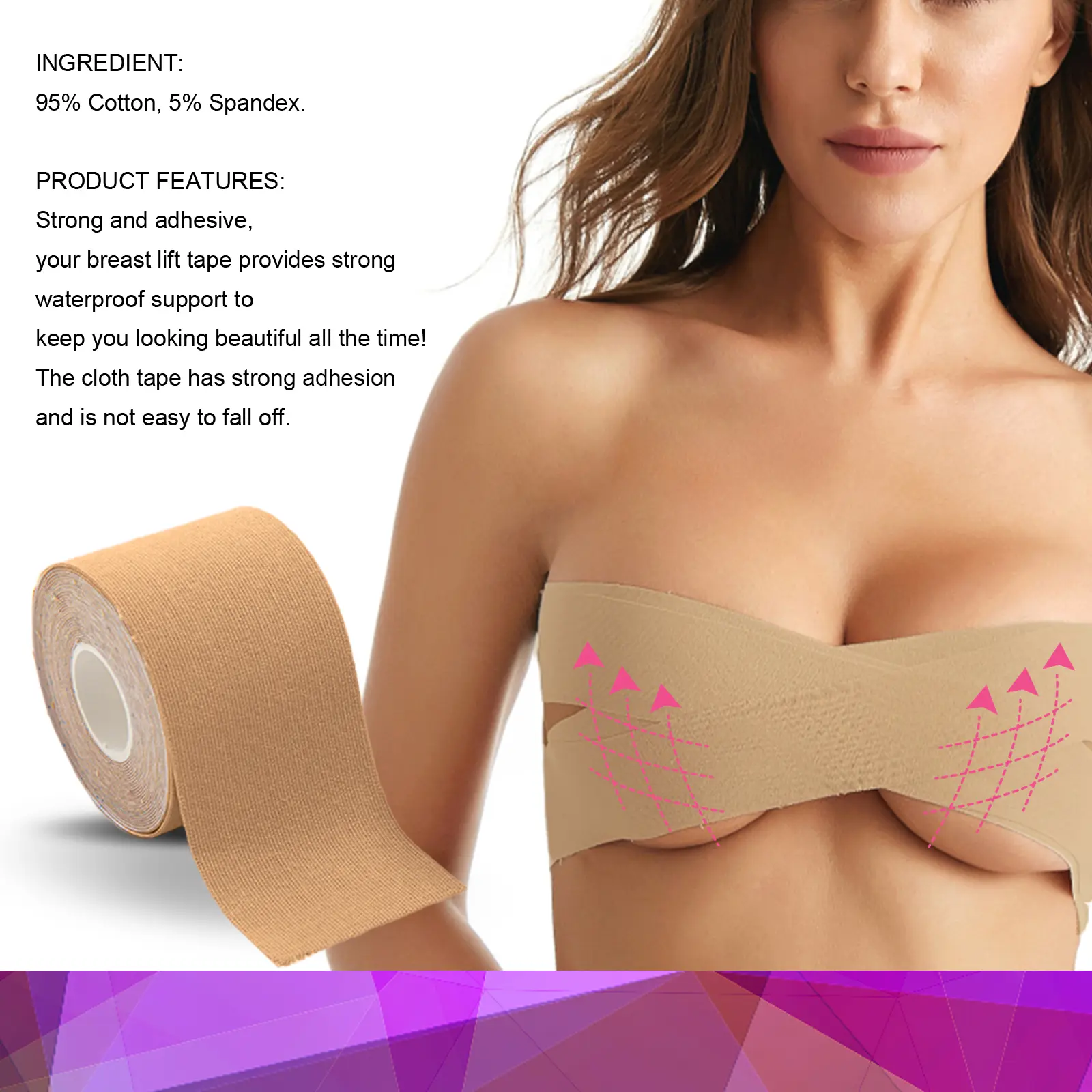 West&Month Boob Tape - Waterproof Lifting Support & No-Residue Stretch Tape 5 boob tape non trace anti sagging chest West Month 031 1503