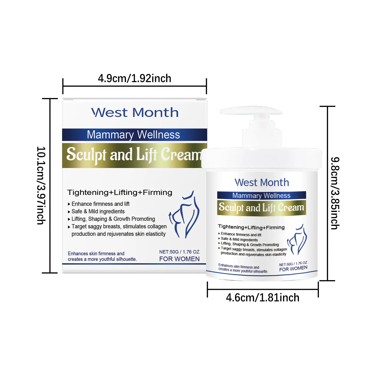 Breast Care Cream - Hydrating & Lifting Formula - West&Month 1 breast care cream hydrate lift gentle elastic West Month 609 8949