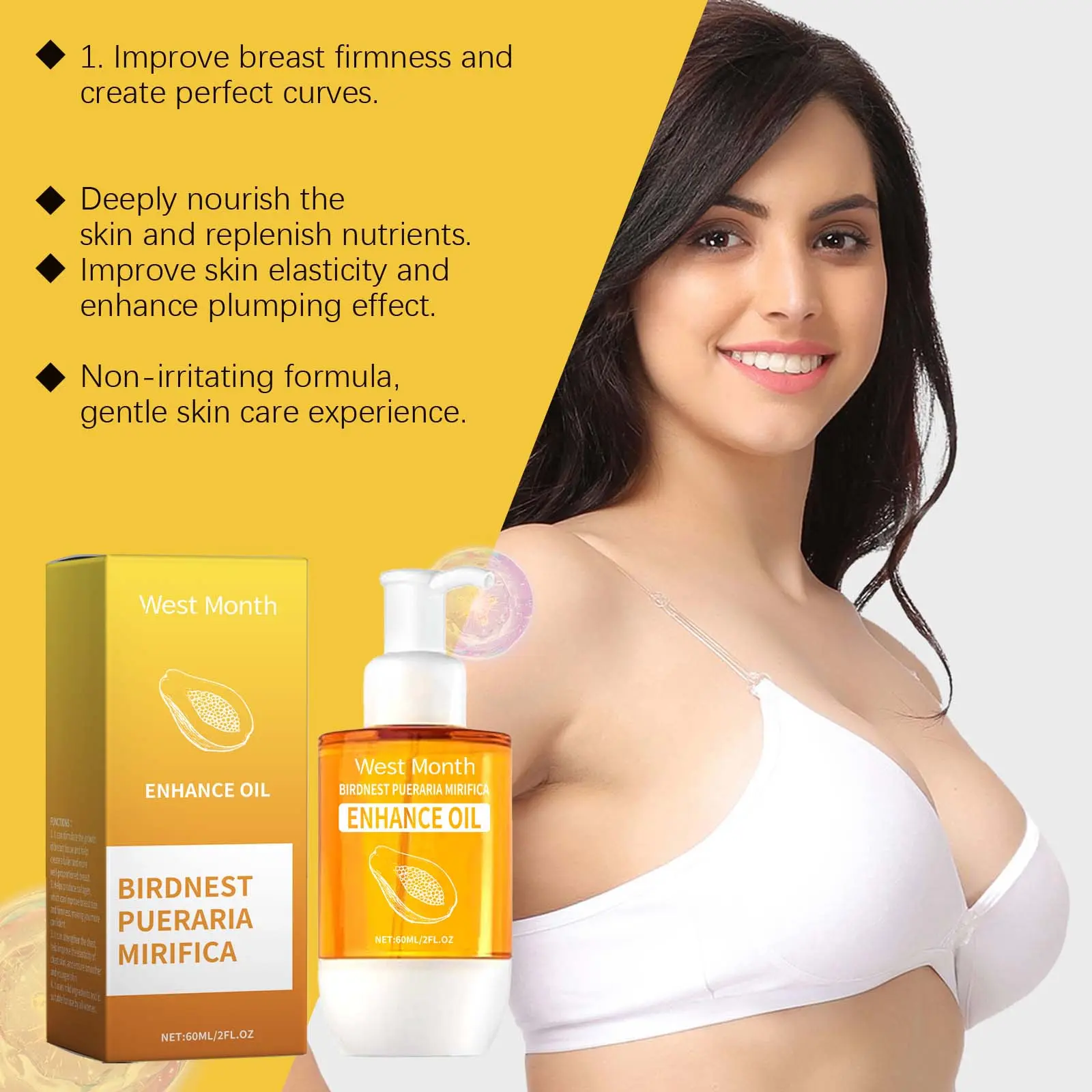 Breast Massage Oil Hydrating & Moisturizing Formula West&Month 5 breast filling massage oil West Month 078 2068