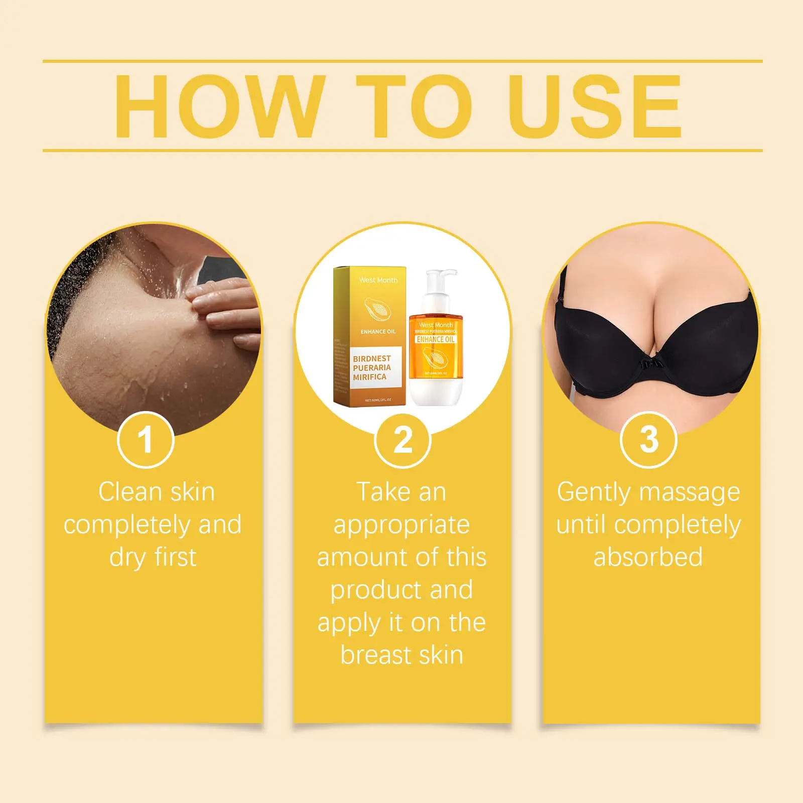Breast Massage Oil Hydrating & Moisturizing Formula West&Month 4 breast filling massage oil West Month 078 2071