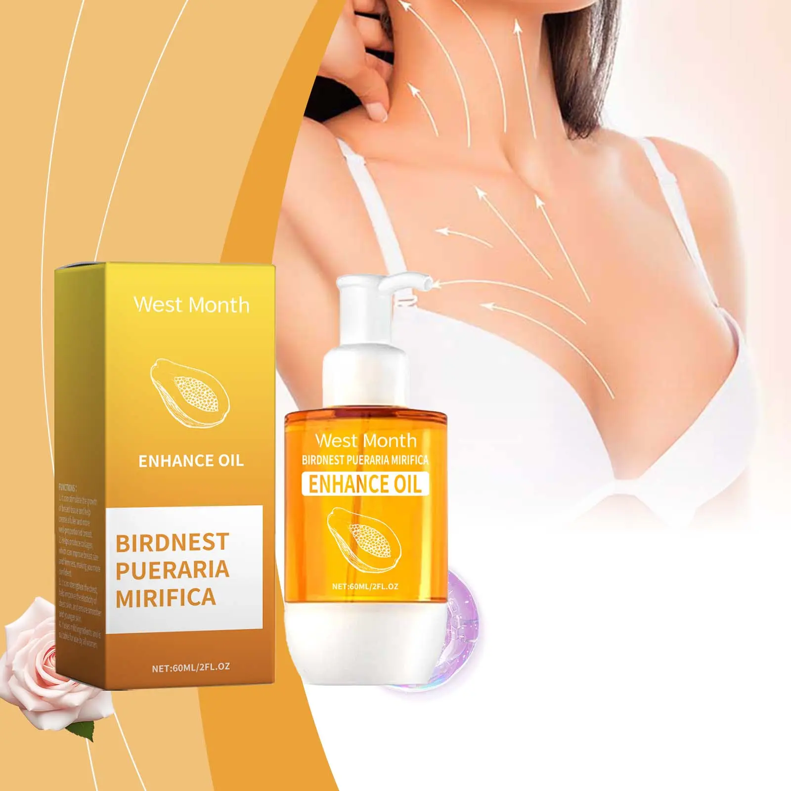 Breast Massage Oil Hydrating & Moisturizing Formula West&Month 2 breast filling massage oil West Month 078 2073