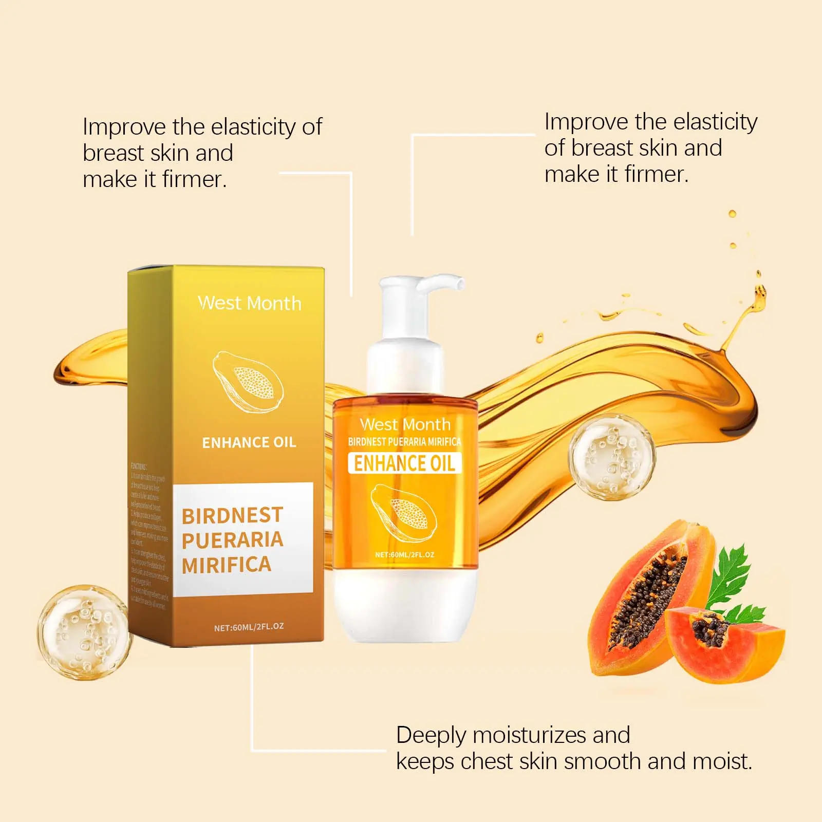 Breast Massage Oil Hydrating & Moisturizing Formula West&Month 7 breast filling massage oil West Month 078 2075