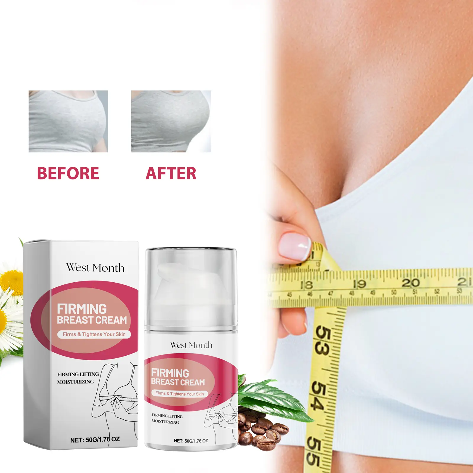 Breast Firming Cream for Skin Tightening - West&Monthh 2 breast lift cream firming body massage West Month 181 3381
