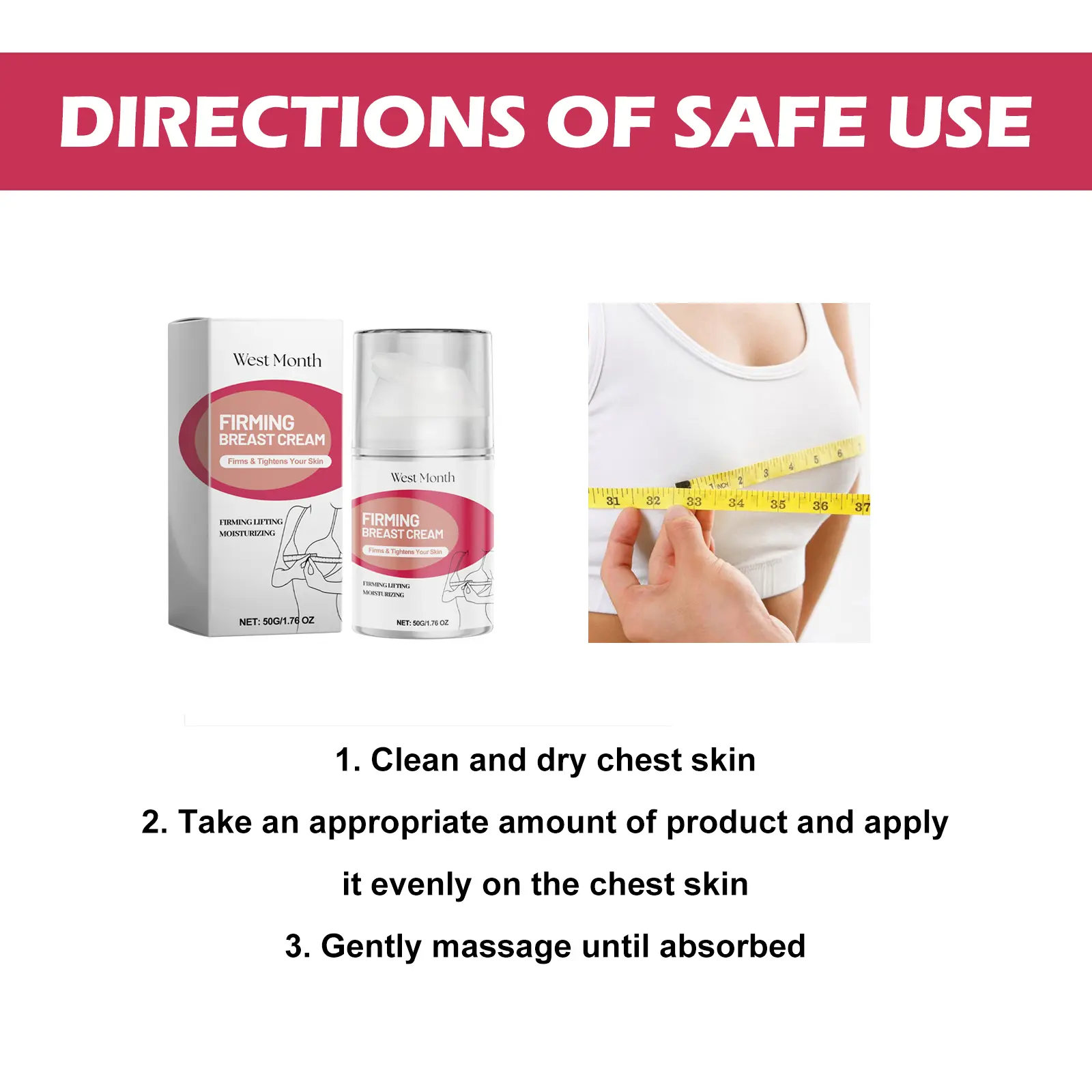 Breast Firming Cream for Skin Tightening - West&Monthh 4 breast lift cream firming body massage West Month 181 3383