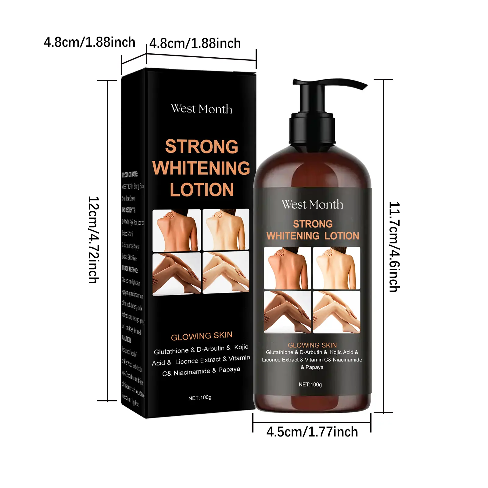 Brightening Body Lotion for Skin Tone Improvement - West&Month 1 brightening body lotion moisturizing repairing West Month 059 1845