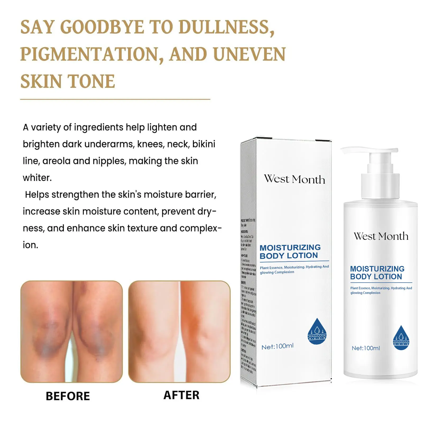 Brightening Moisturizing Body Lotion for Smooth Skin - West&Month 7 brightening body lotion repair chicken skin West Month 212 3770