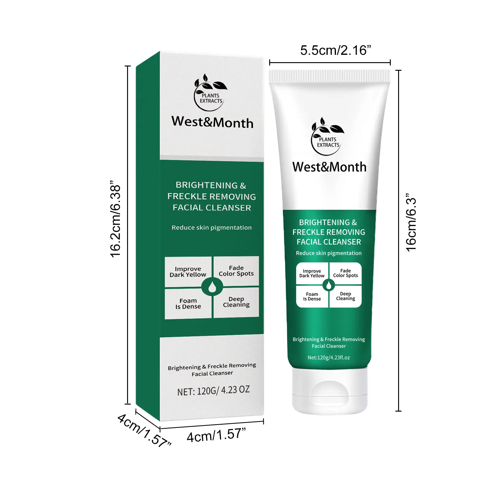 Brightening Facial Cleanser Moisturizing & Non-Tightening - West&Month 1 brightening freckle cleanser clean moisturize West Month 208 3706