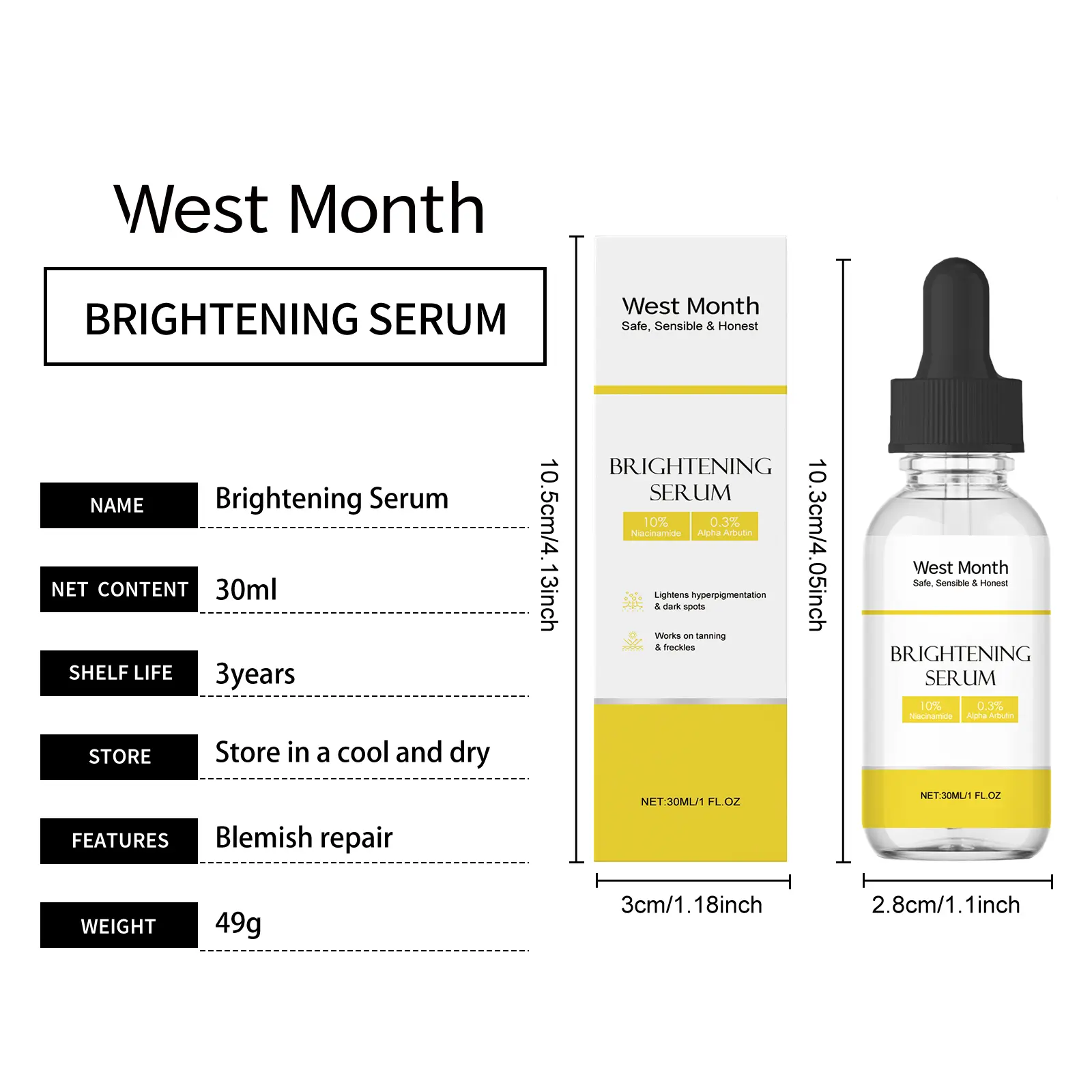 Brightening Serum for Blemishes & Firming - West&Month 1 brightening serum facial blemish calming firm West Month 597 8820
