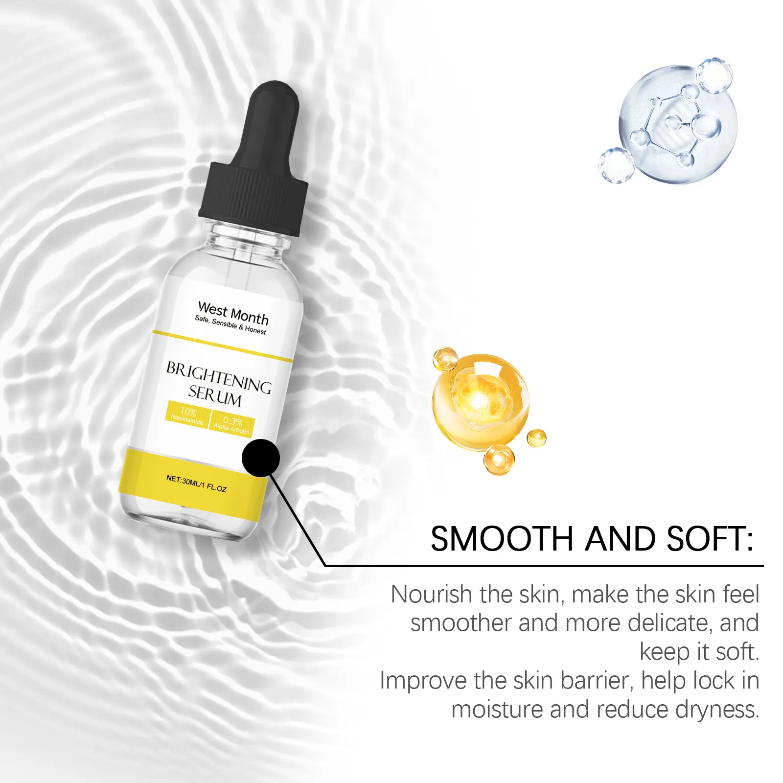 Brightening Serum for Blemishes & Firming - West&Month 8 brightening serum facial blemish calming firm West Month 597 8822