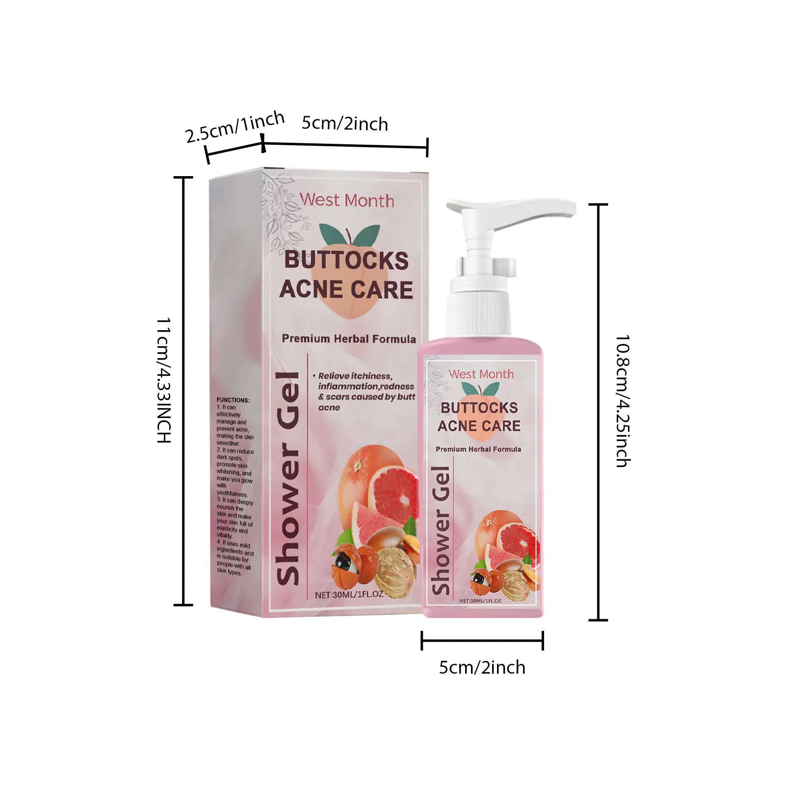 Butt Acne Body Wash Skin Brightening Cleanser West&Month 1 butt acne shower gel clean fade mild refresh West Month 578 8638