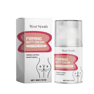 West&Month Butt Firming Cream - Toning Moisturizer for Peach Body Contour - Review 1 West&Month Butt Firming Cream bottle with lotion being dispensed
